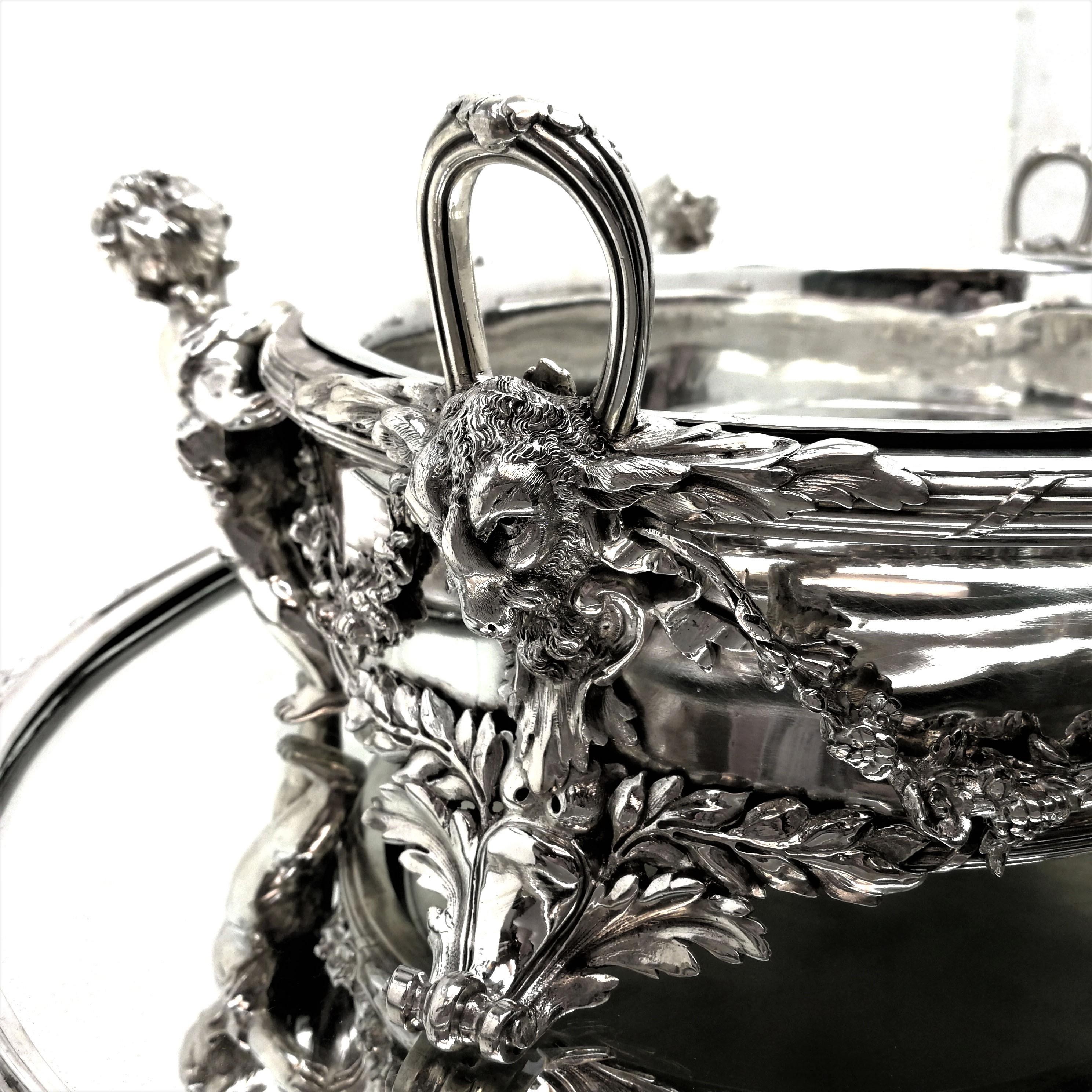 Antique Austrian Silver Centrepiece Jardinière Bowl On Plateau c 1900 6