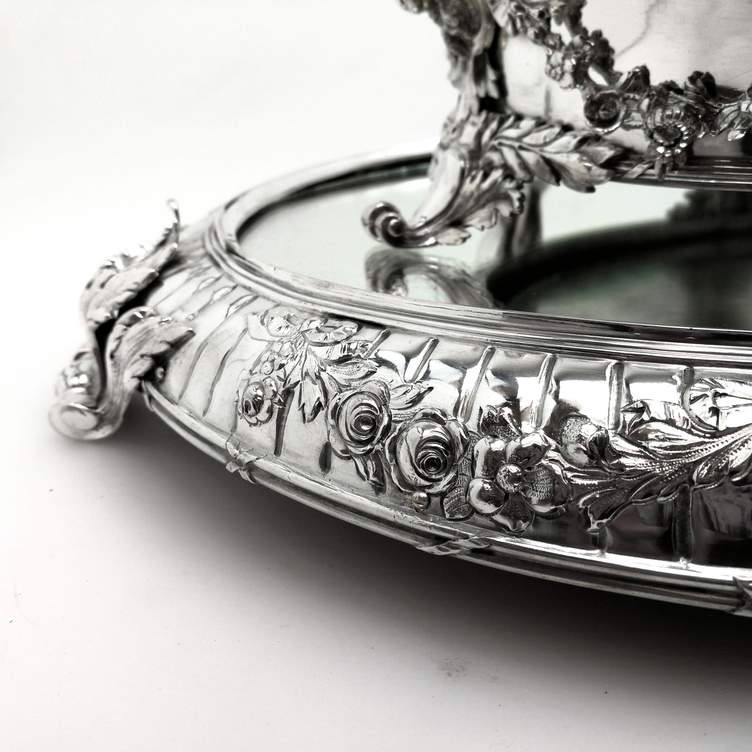 Antique Austrian Silver Centrepiece Jardinière Bowl On Plateau c 1900 7