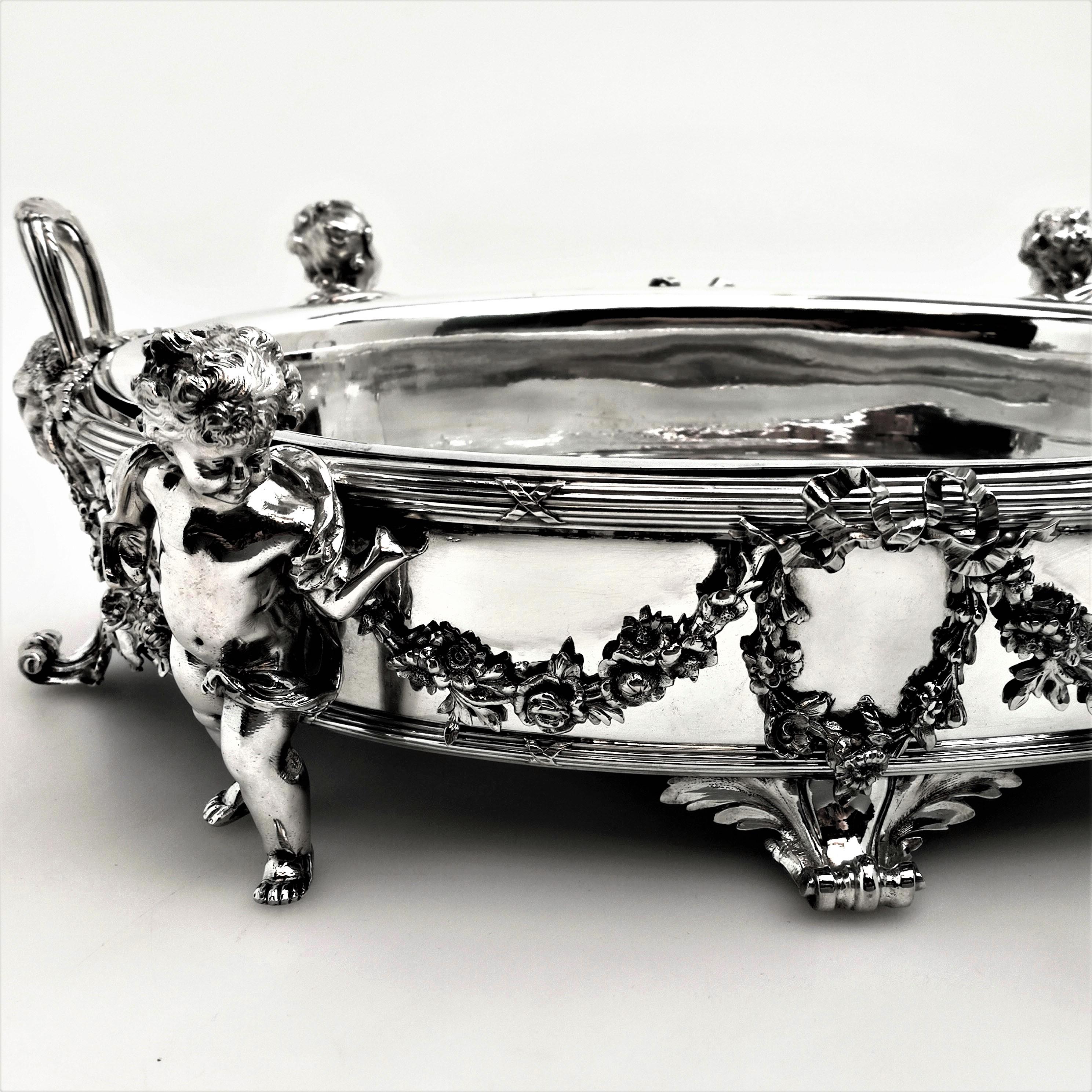 Antique Austrian Silver Centrepiece Jardinière Bowl On Plateau c 1900 9