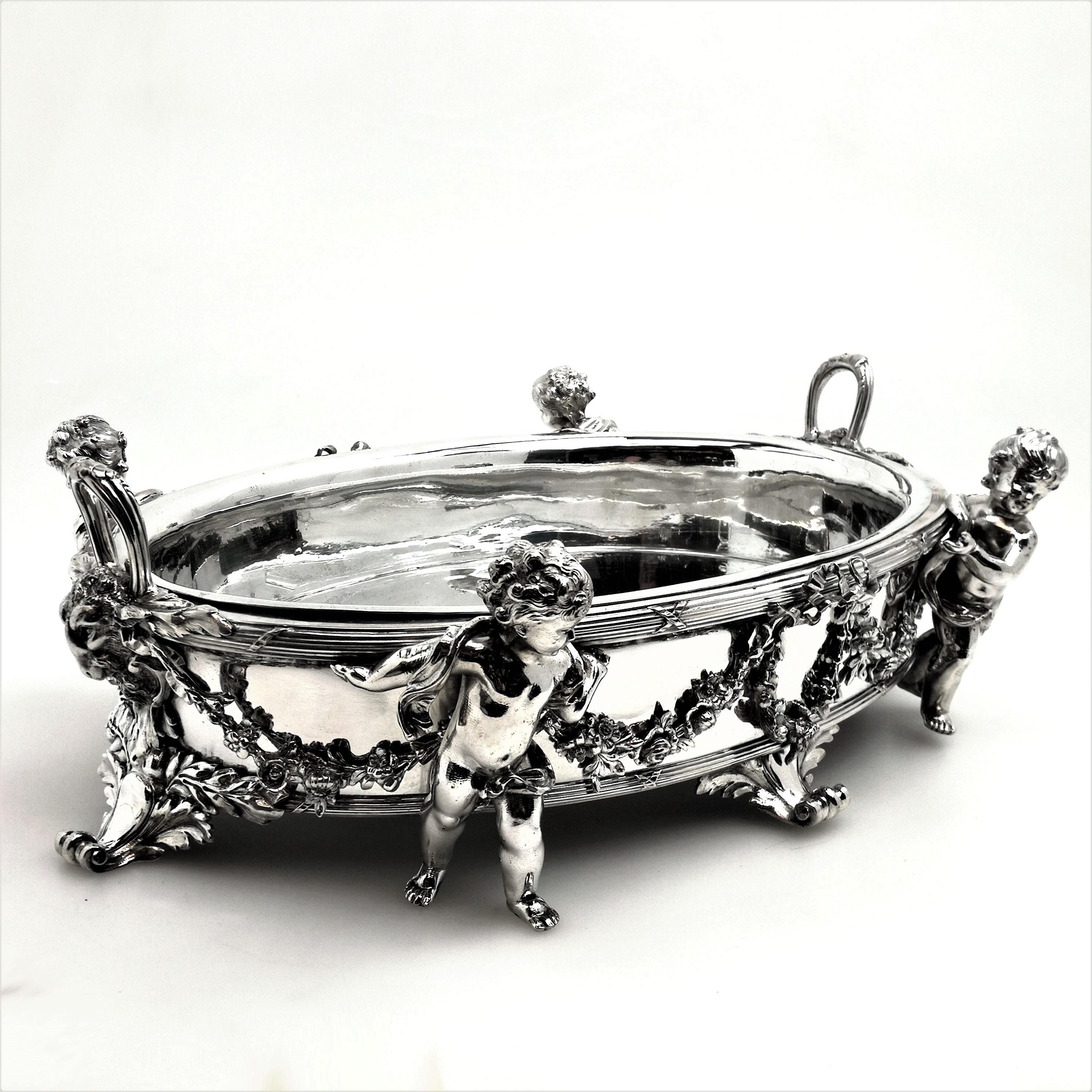 Antique Austrian Silver Centrepiece Jardinière Bowl On Plateau c 1900 10