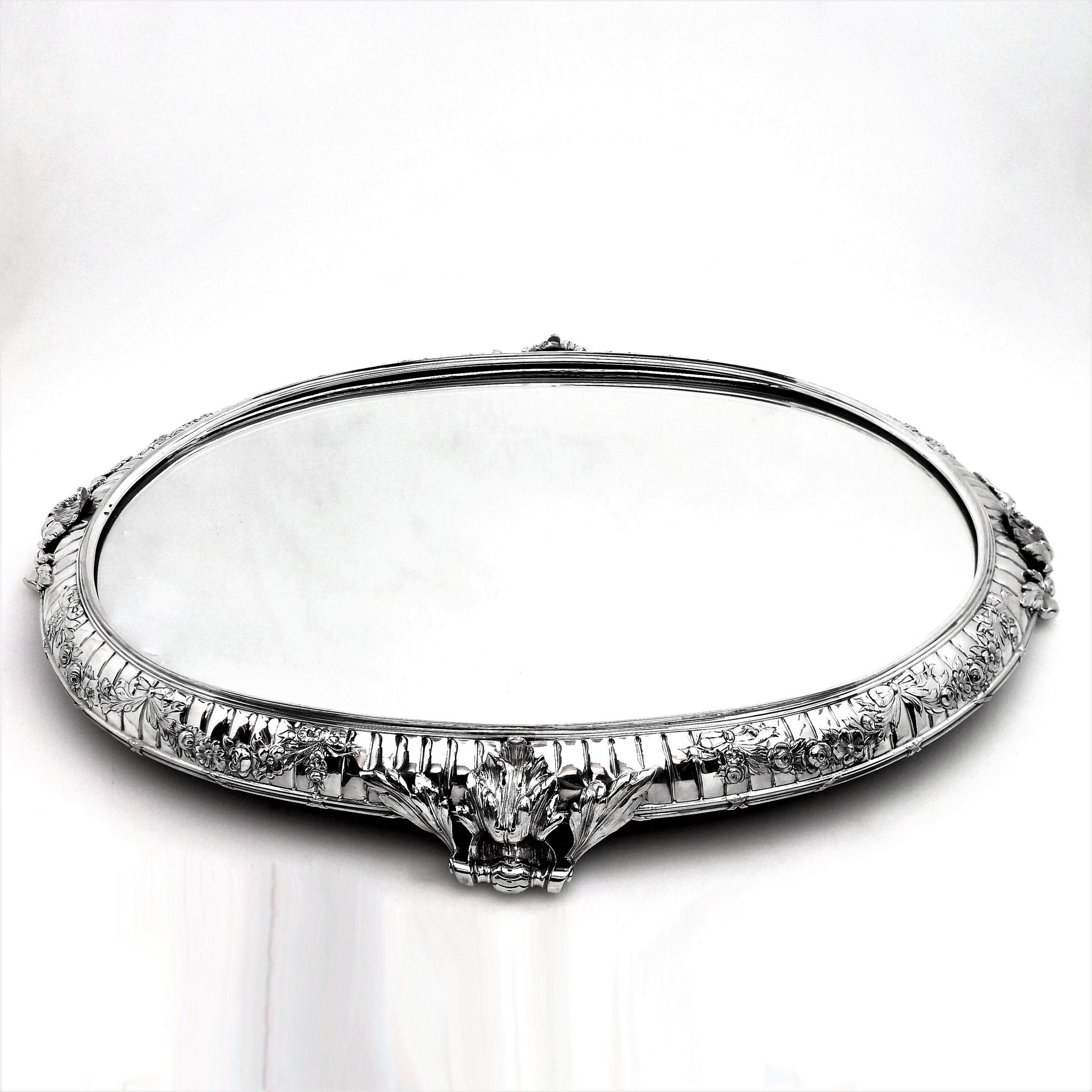 Antique Austrian Silver Centrepiece Jardinière Bowl On Plateau c 1900 1