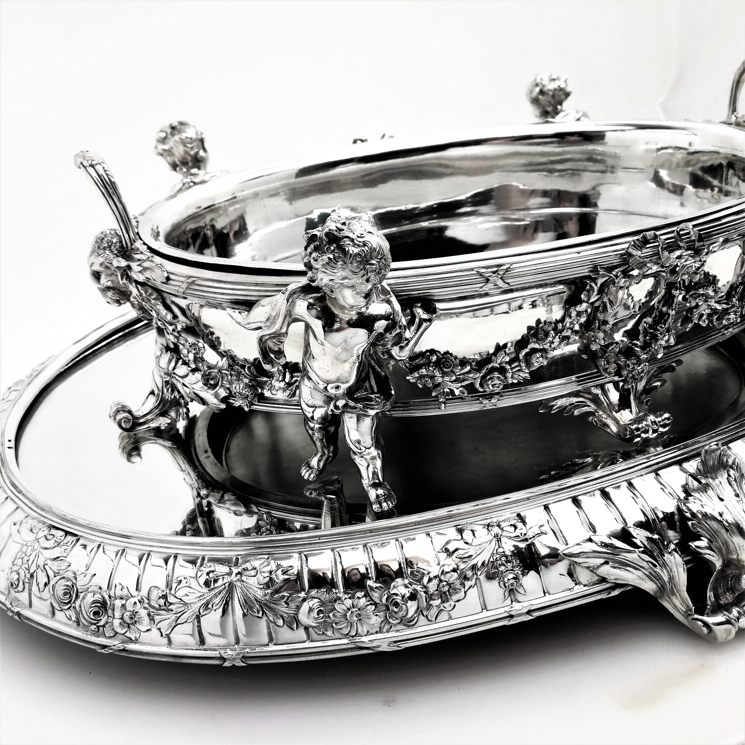 Antique Austrian Silver Centrepiece Jardinière Bowl On Plateau c 1900 2