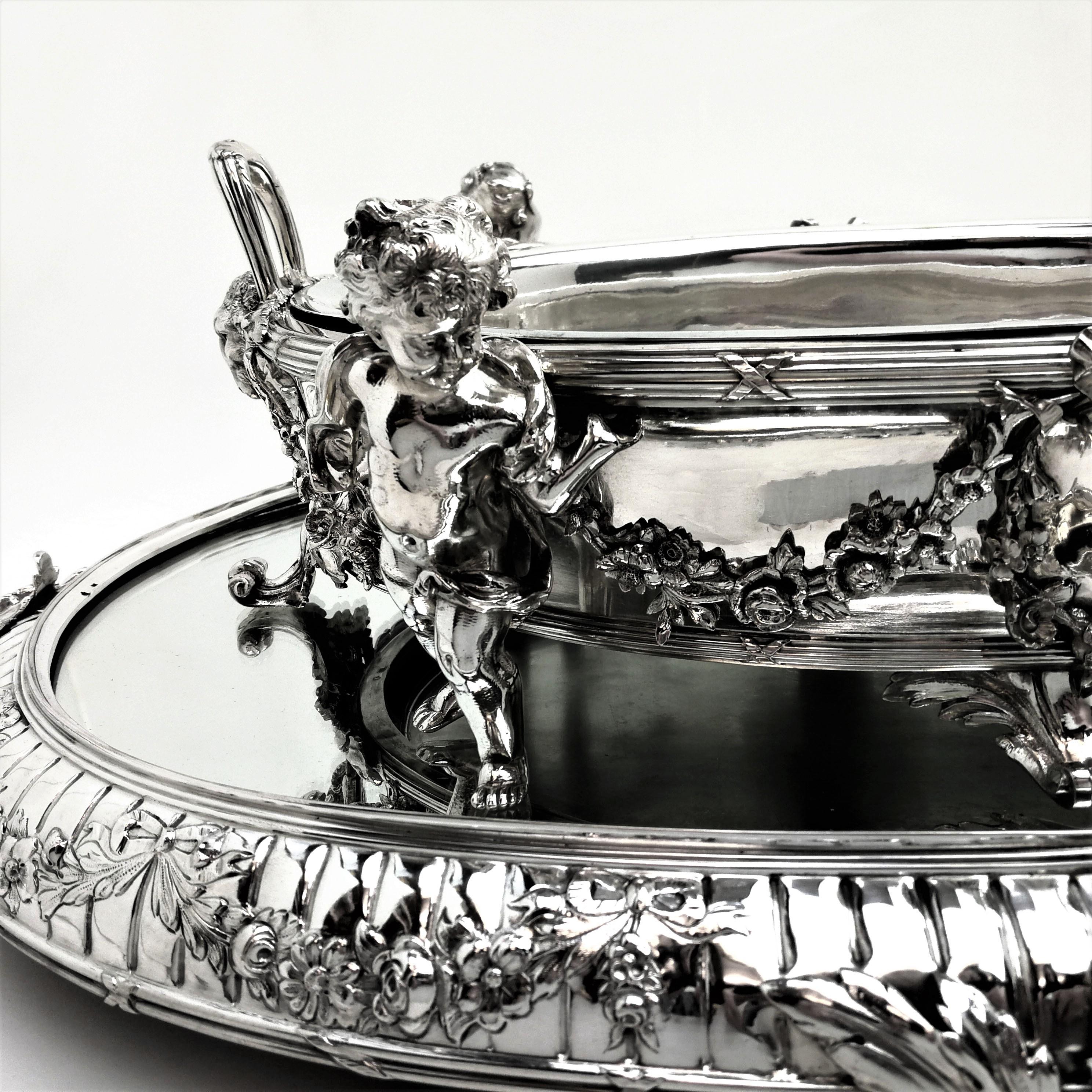 Antique Austrian Silver Centrepiece Jardinière Bowl On Plateau c 1900 3