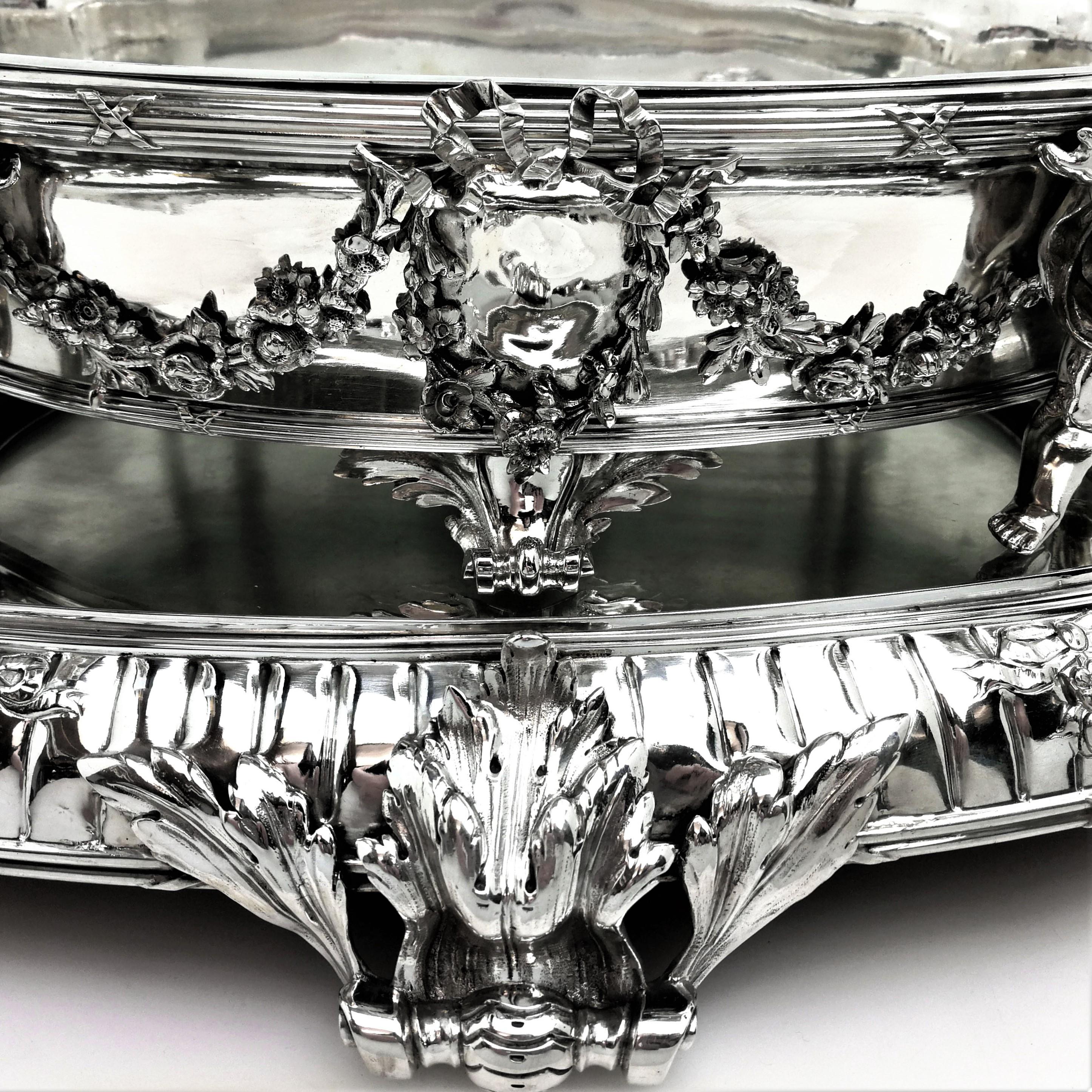 Antique Austrian Silver Centrepiece Jardinière Bowl On Plateau c 1900 4