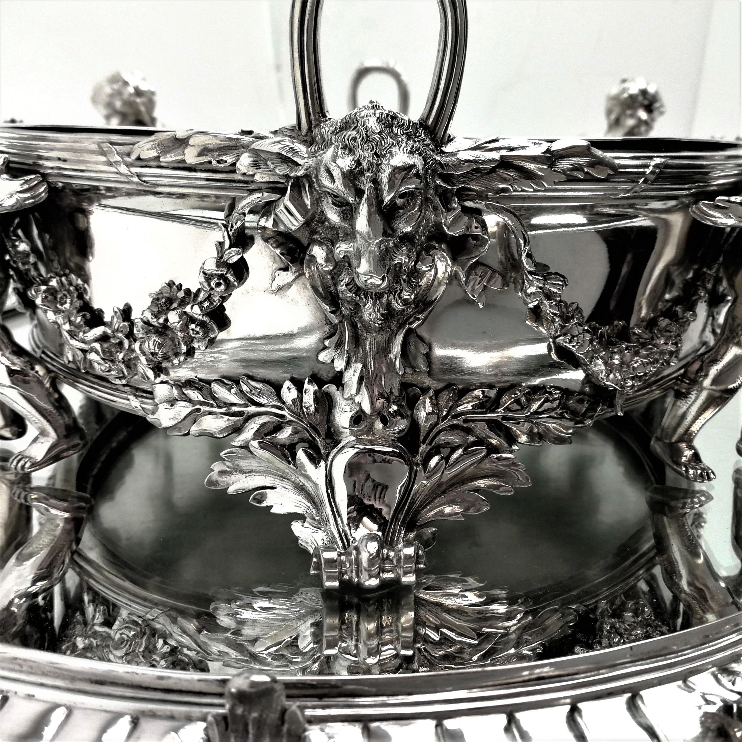 Antique Austrian Silver Centrepiece Jardinière Bowl On Plateau c 1900 5