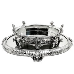 Antique Austrian Silver Centrepiece Jardinière Bowl On Plateau c 1900