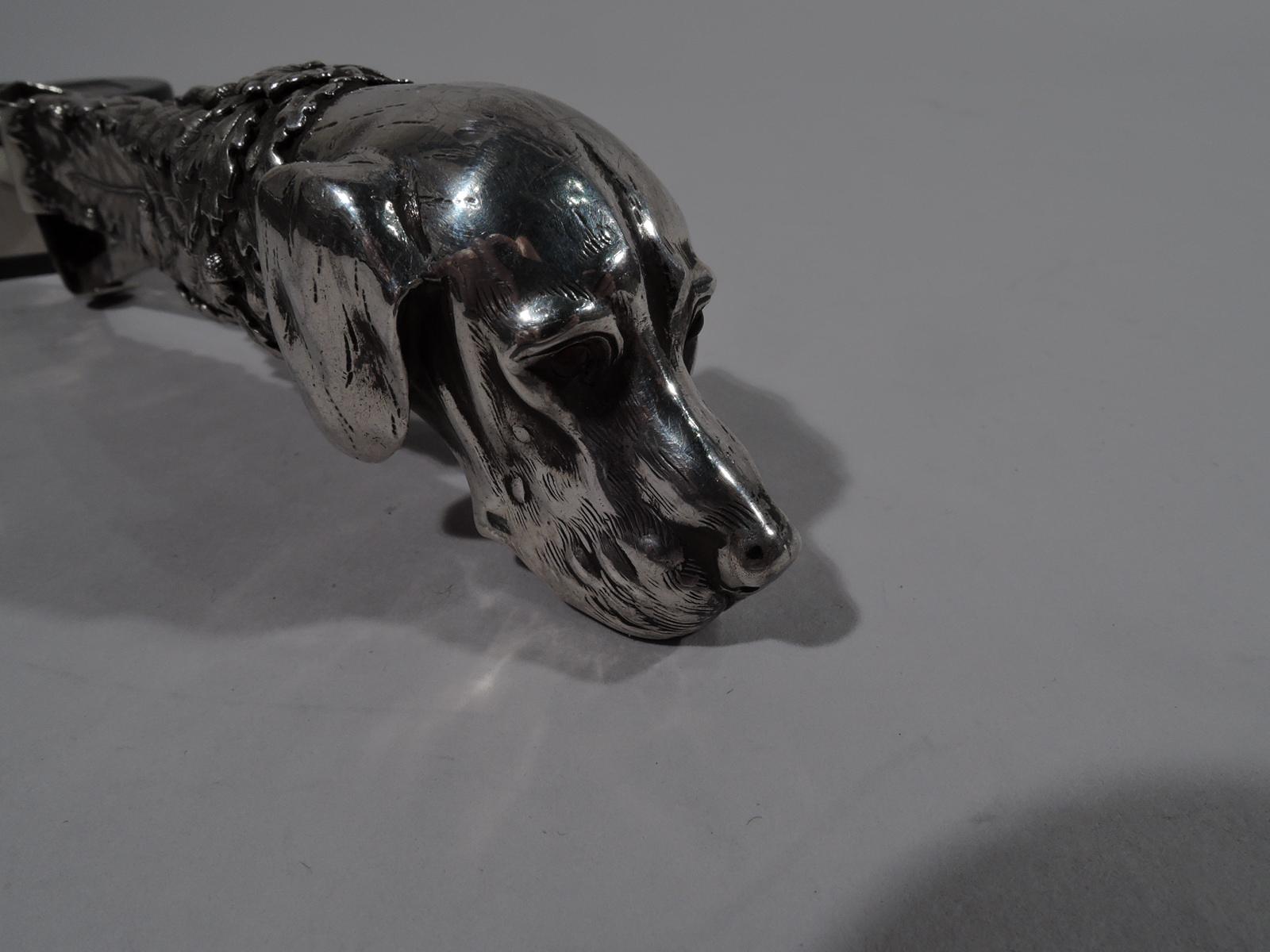 Antique Austrian Silver Cigar Cutter with Floppy-Eared Hound’s Head In Excellent Condition In New York, NY