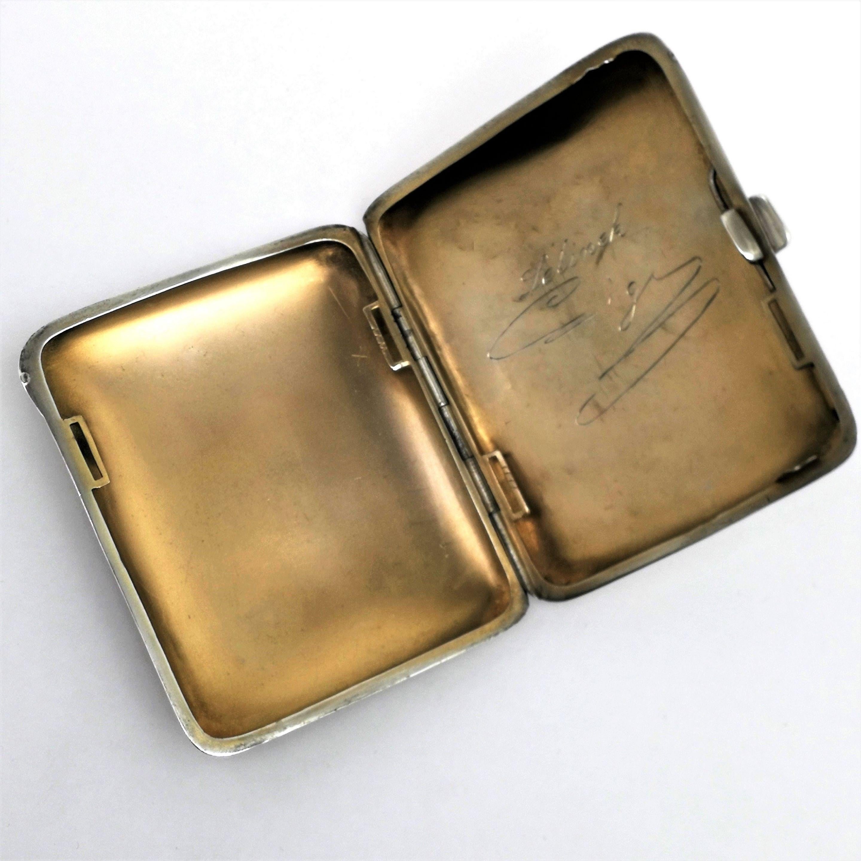 Antique Austrian Silver & Enamel Cigarette Case c. 1900 Horses Equestrian 1