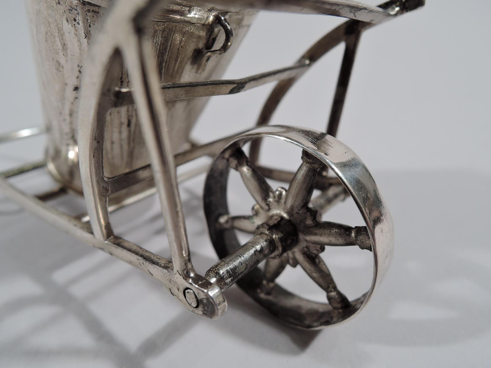 Antique Austrian Silver Figural Pushcart Match Holder In Excellent Condition In New York, NY