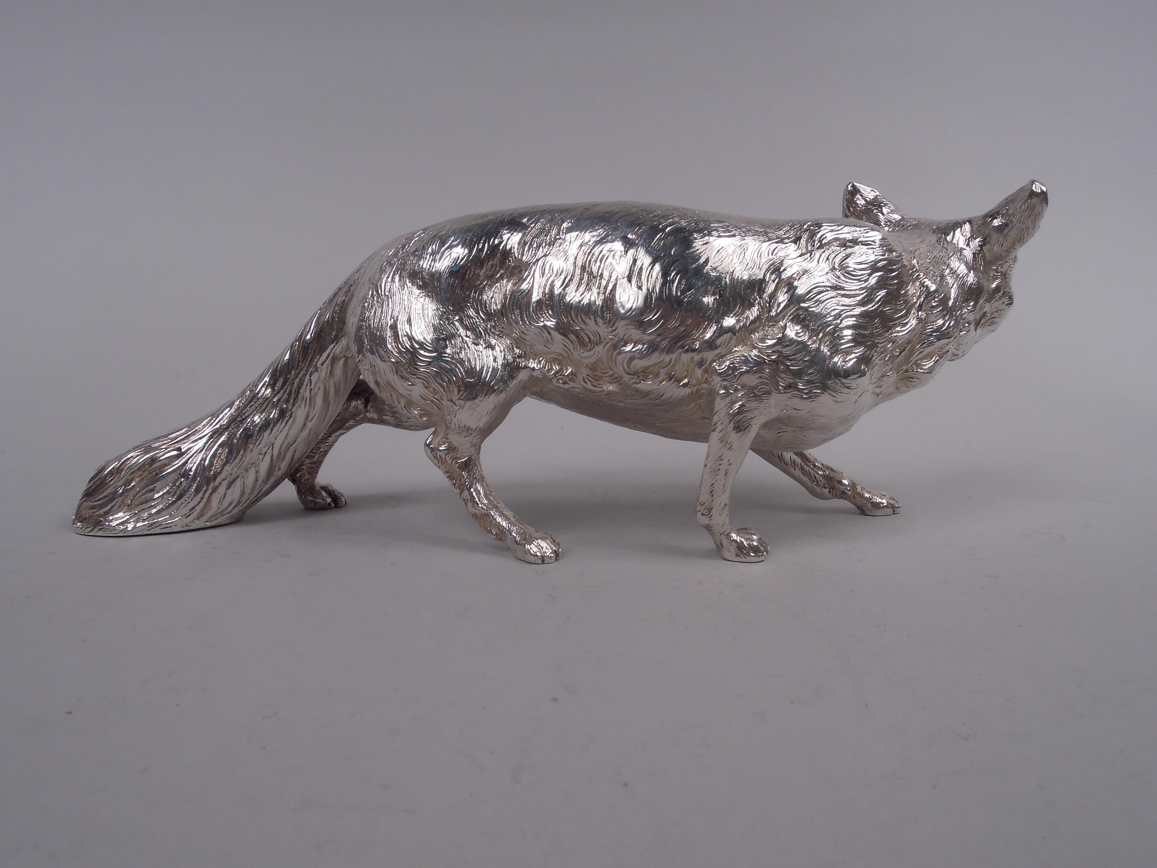Austriaco Antica figura d'argento austriaca di volpe che insegue in vendita