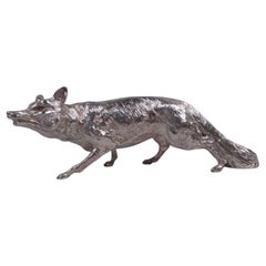 Ancienne figurine autrichienne en argent d'un renard chasseur