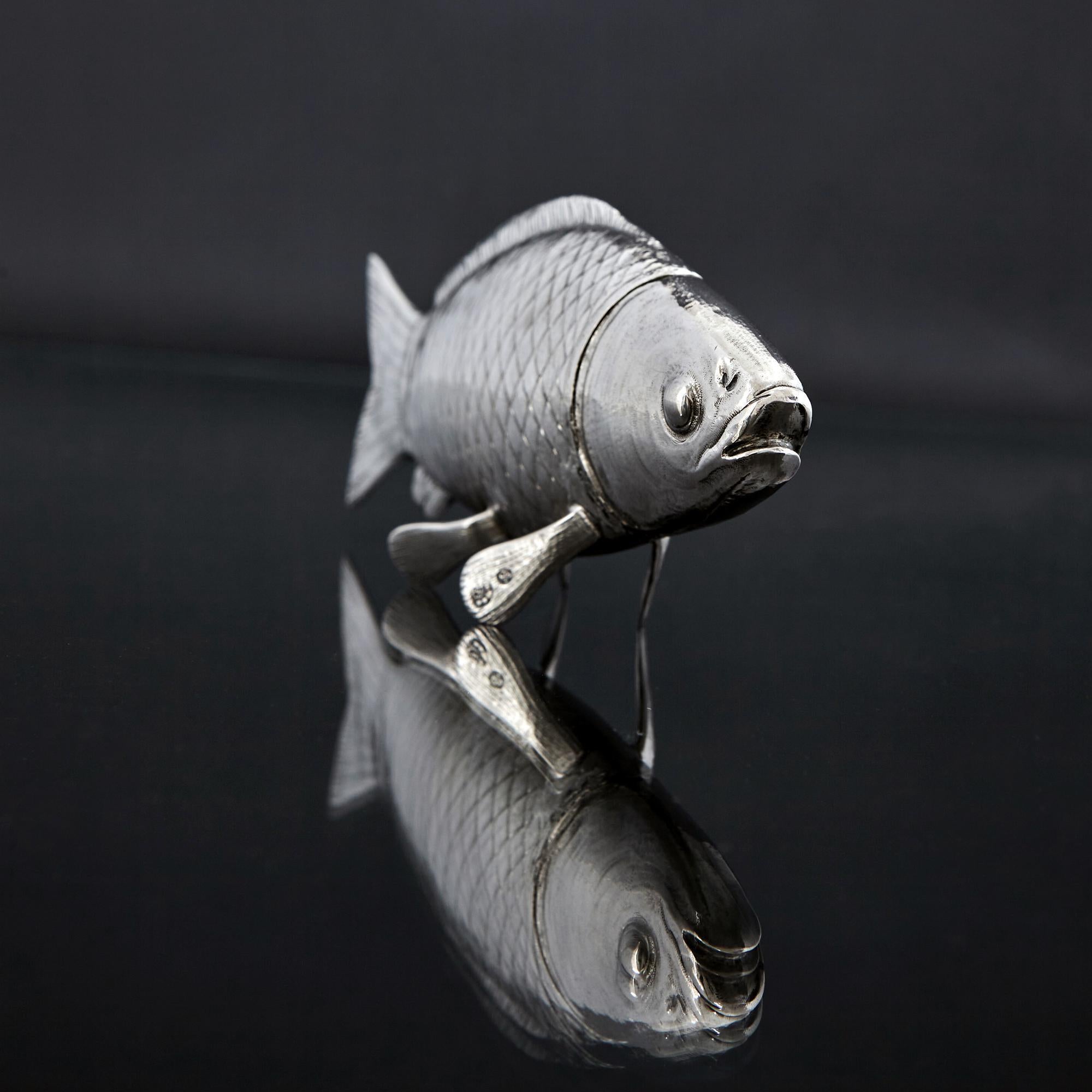 Sterling Silver Antique Austrian Silver Fish Shaped Pepper Pot For Sale