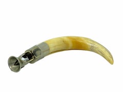 Antique Austrian Silver Plated Wild Boar Horn Cigar Cutter, 1910s