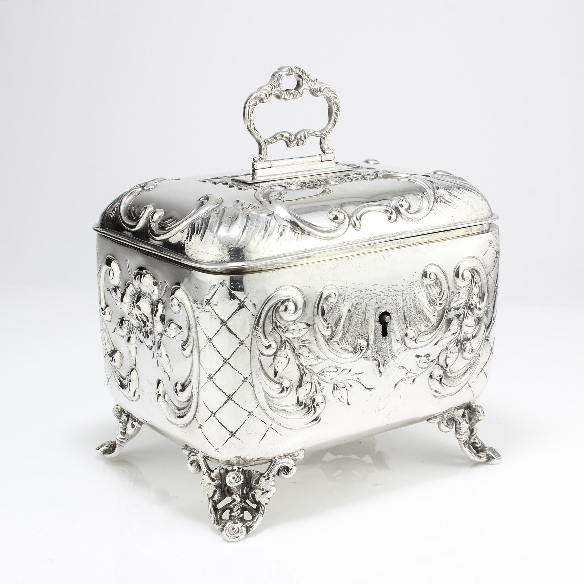 Mid-19th Century Antique Austrian Silver Tea Caddy, Made in Circa 1867 For Sale