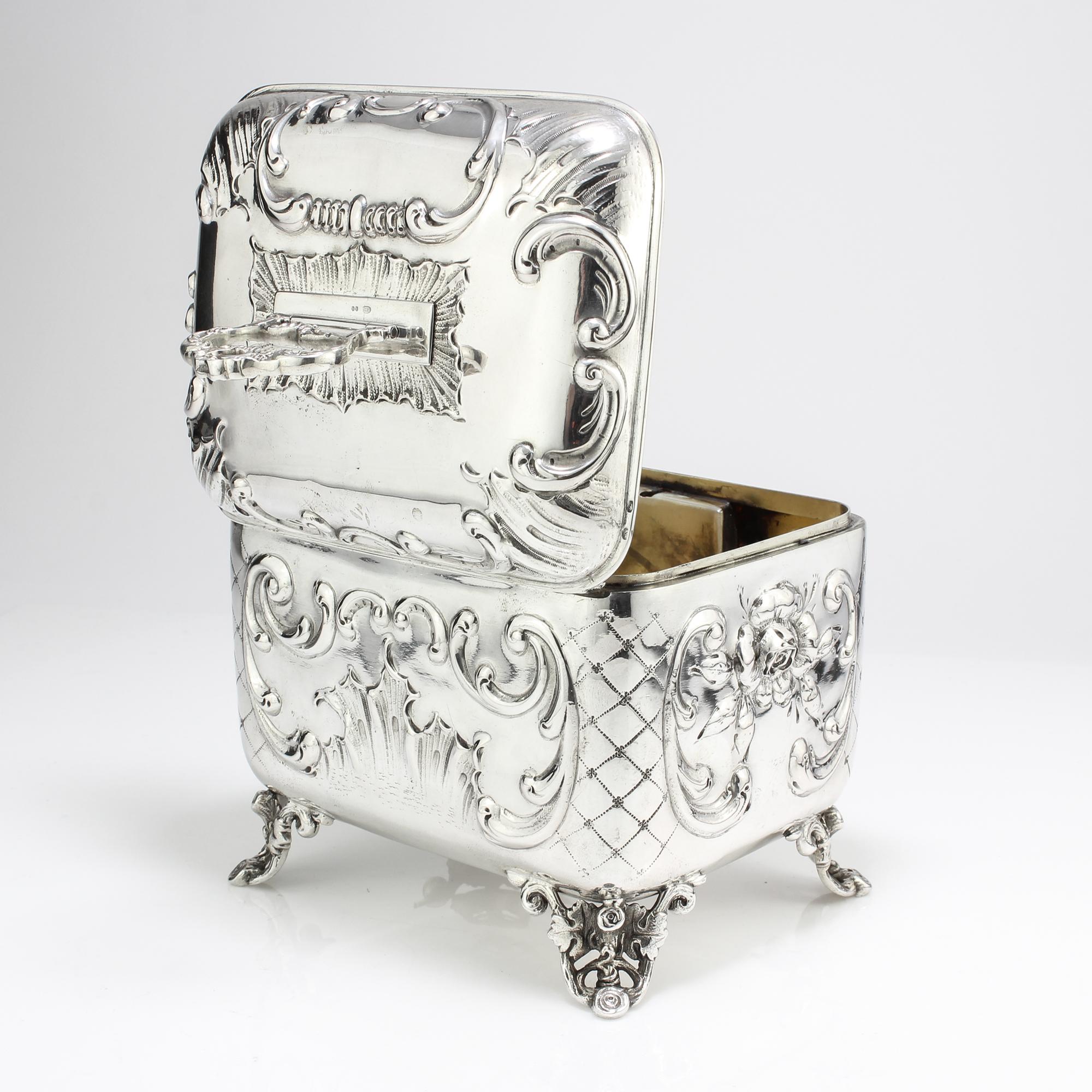 Antique Austrian Silver Tea Caddy, Made in Circa 1867 For Sale 1