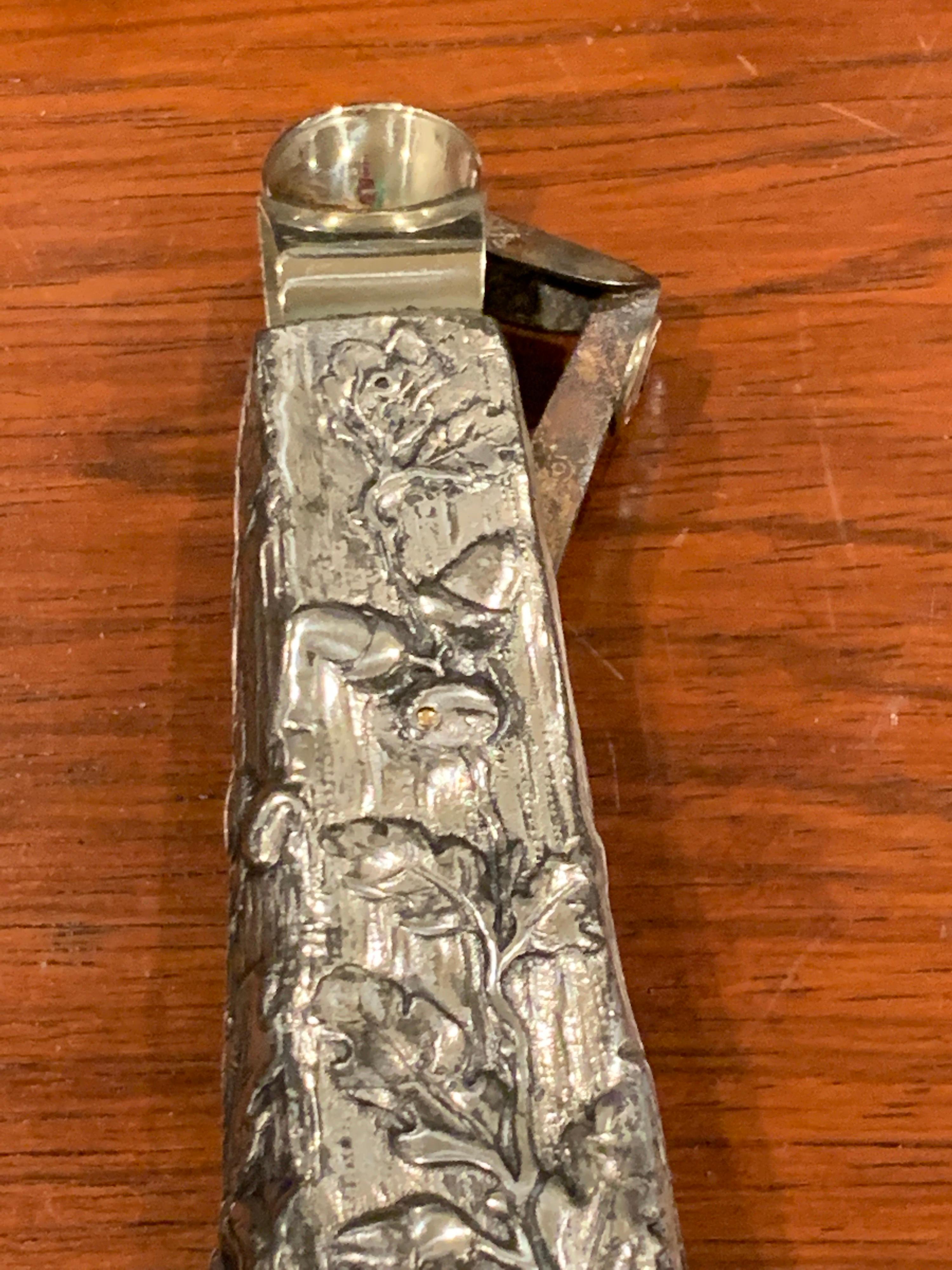 Antique Austrian Silver Plated Wild Boar Motif Cigar Cutter 9
