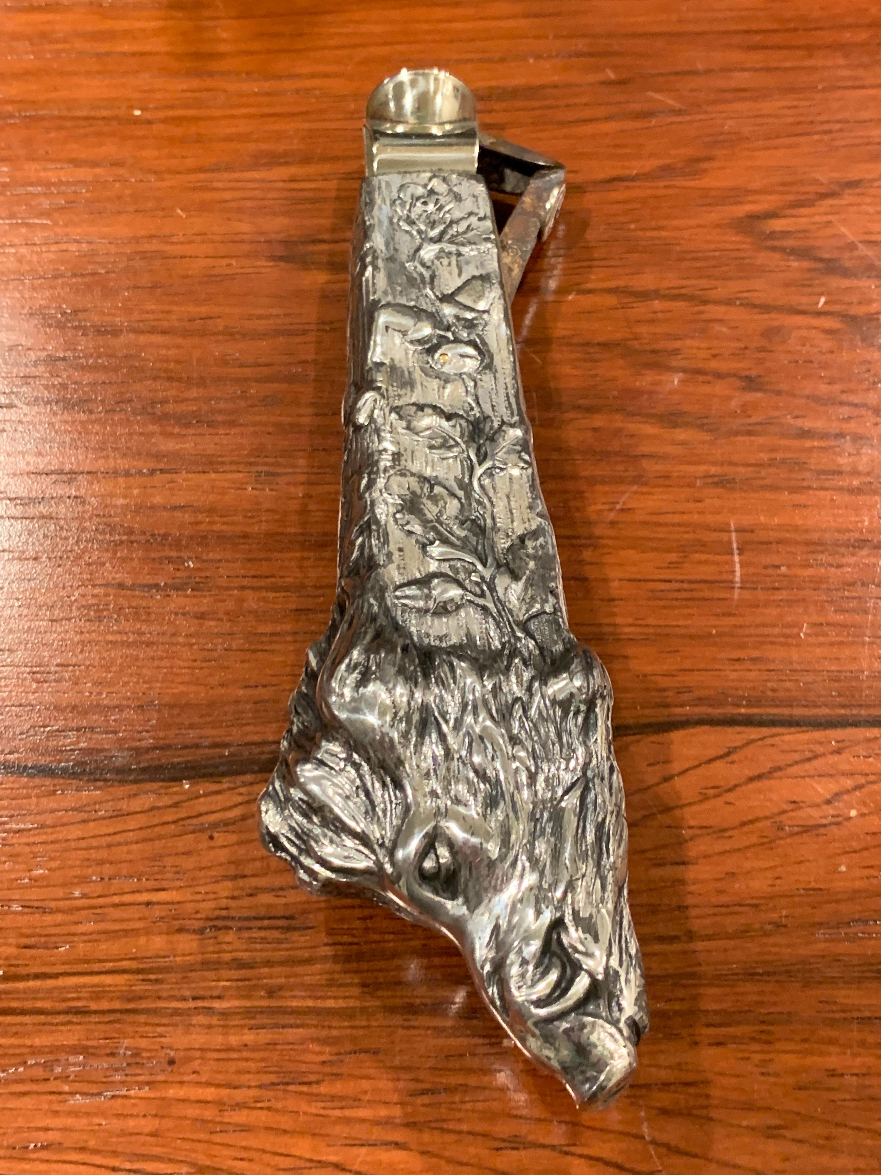 Antique Austrian Silver Plated Wild Boar Motif Cigar Cutter 4