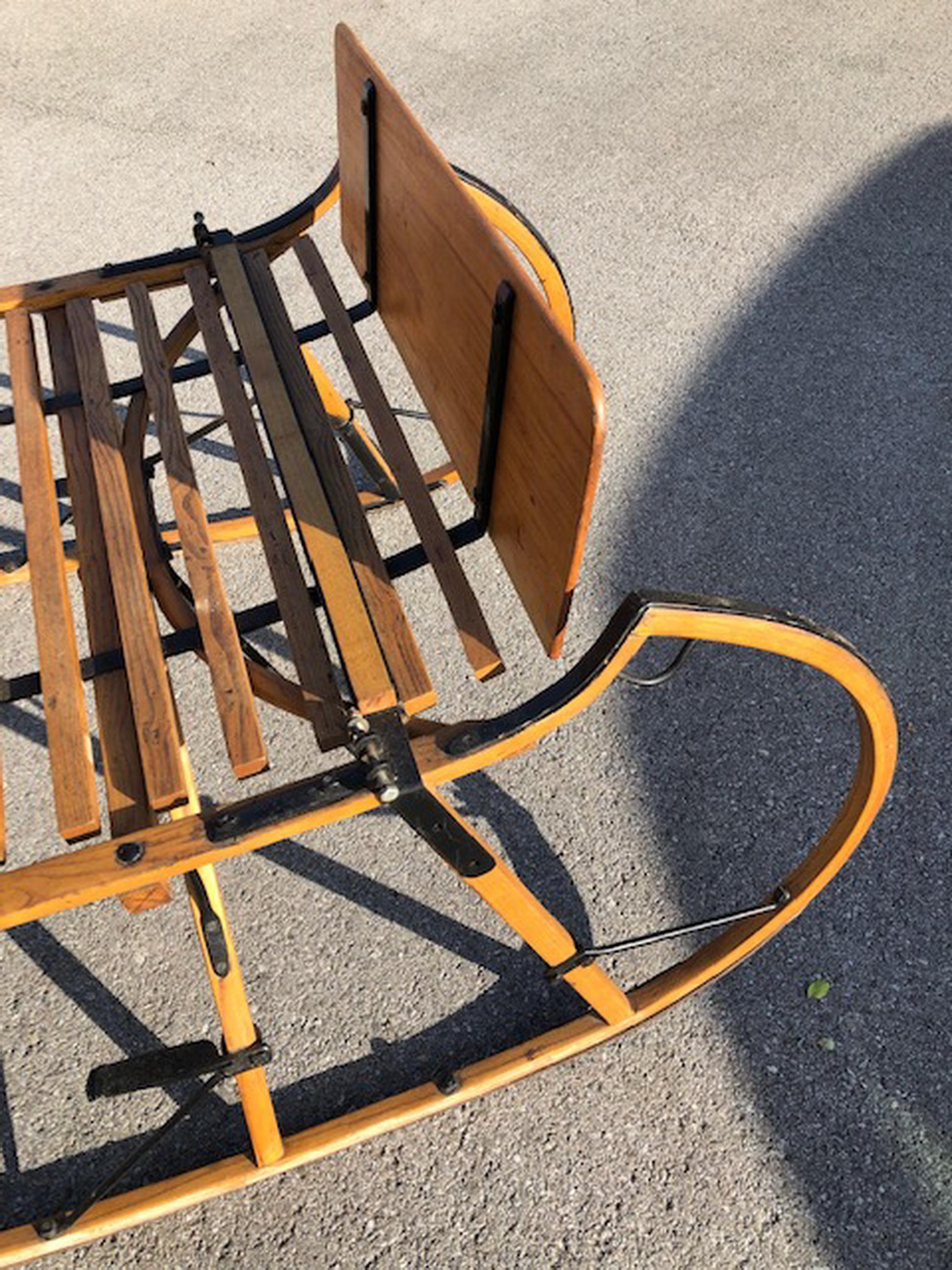 Pretty and well-maintained sleigh or snow sledge from the near of Salzburg in Austria. It is made of massive wood and metal fittings and is in a great condition.

It is very well preserved and can still be used for its original purpose.

This is