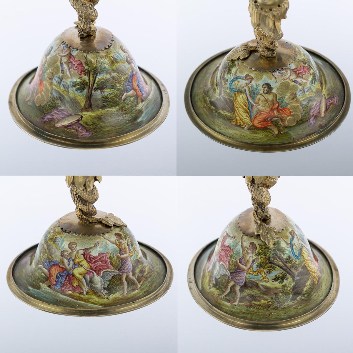 Antique Austrian Solid Silver and Enamel Tazza, Hermann Ratzersdorfer circa 1880 5