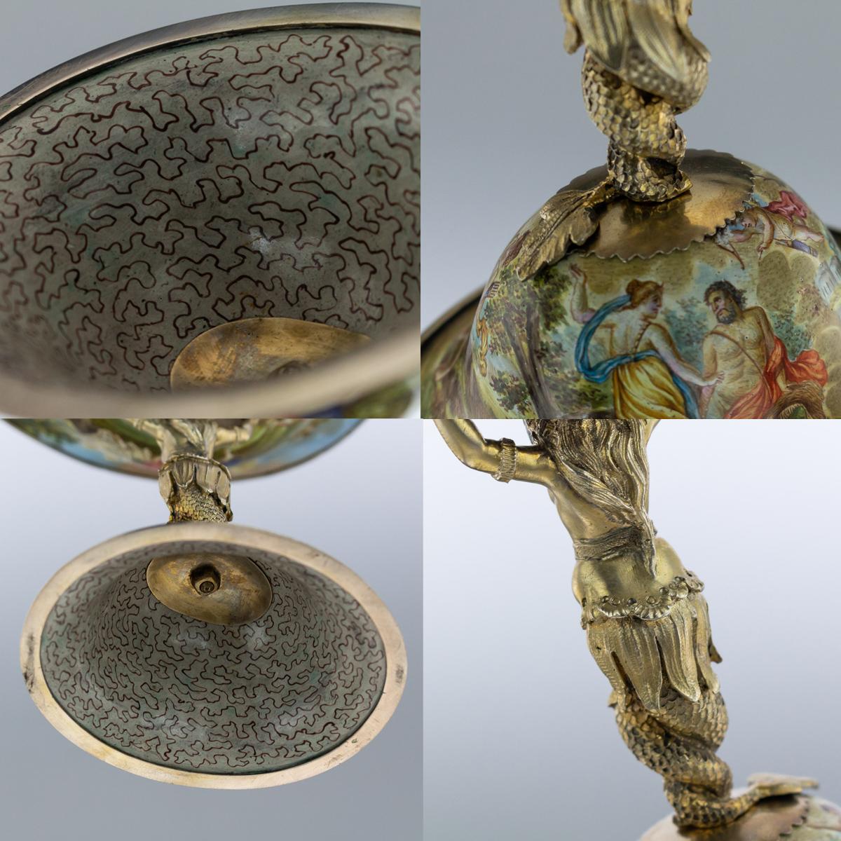 Antique Austrian Solid Silver and Enamel Tazza, Hermann Ratzersdorfer circa 1880 6