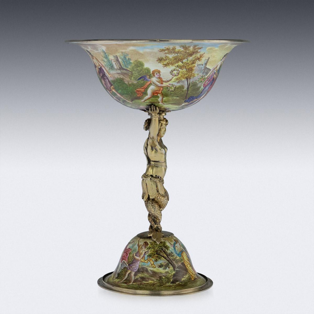 Antique Austrian Solid Silver and Enamel Tazza, Hermann Ratzersdorfer circa 1880 In Good Condition In Royal Tunbridge Wells, Kent