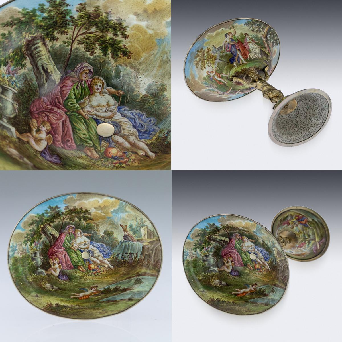 19th Century Antique Austrian Solid Silver and Enamel Tazza, Hermann Ratzersdorfer circa 1880