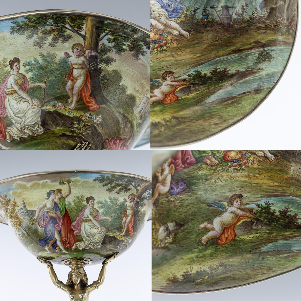 Antique Austrian Solid Silver and Enamel Tazza, Hermann Ratzersdorfer circa 1880 2