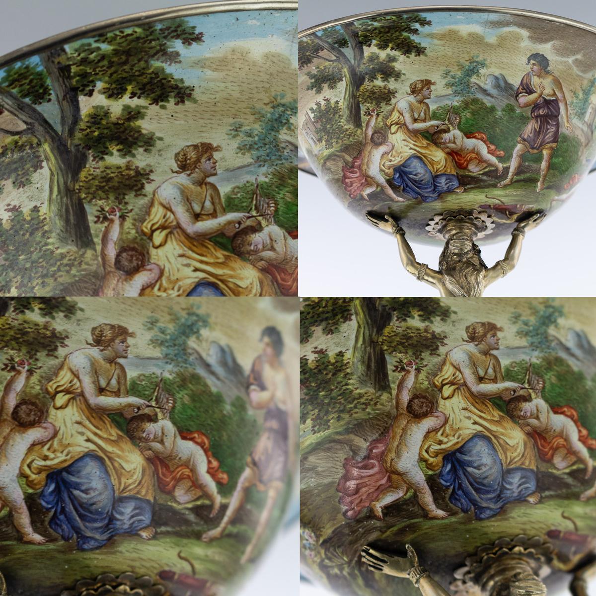 Antique Austrian Solid Silver and Enamel Tazza, Hermann Ratzersdorfer circa 1880 3