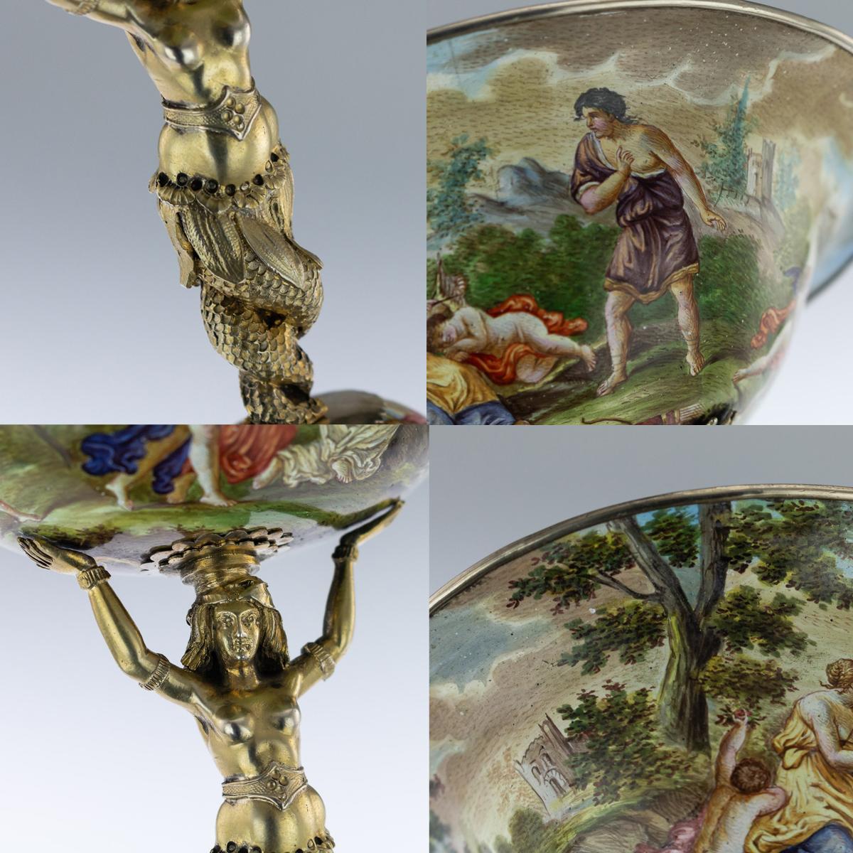 Antique Austrian Solid Silver and Enamel Tazza, Hermann Ratzersdorfer circa 1880 4
