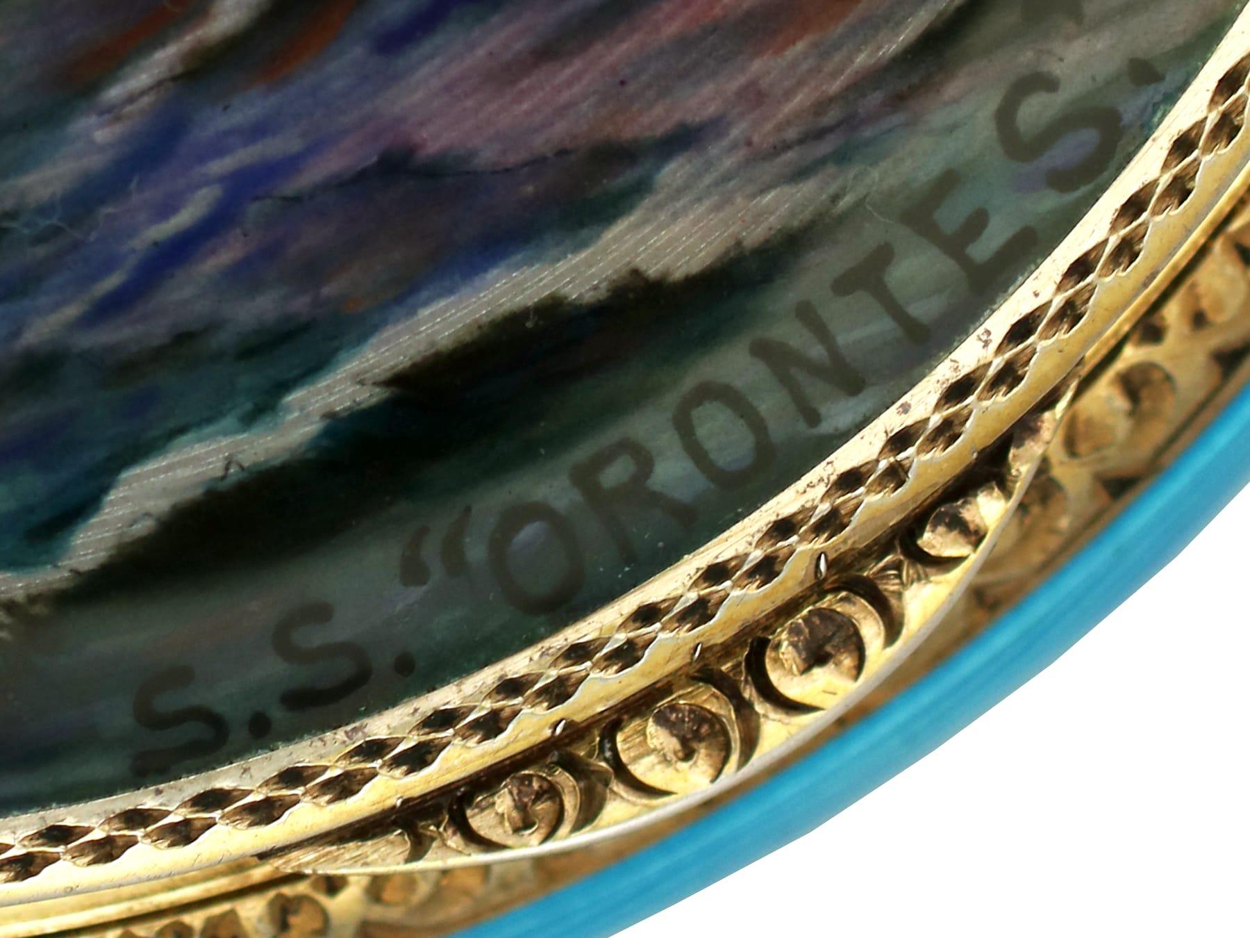 Austrian S.S. Orontes Cruise/ Troopship Sterling Silver and Enamel Compact 5