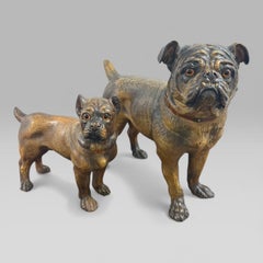 Antique Austrian Terracotta Life-Size Pug Dog Sculpture