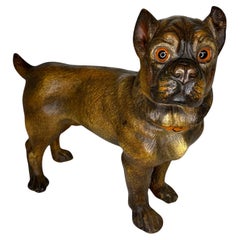 Antique Austrian Terracotta Life-Size Pug Puppy Dog Sculpture