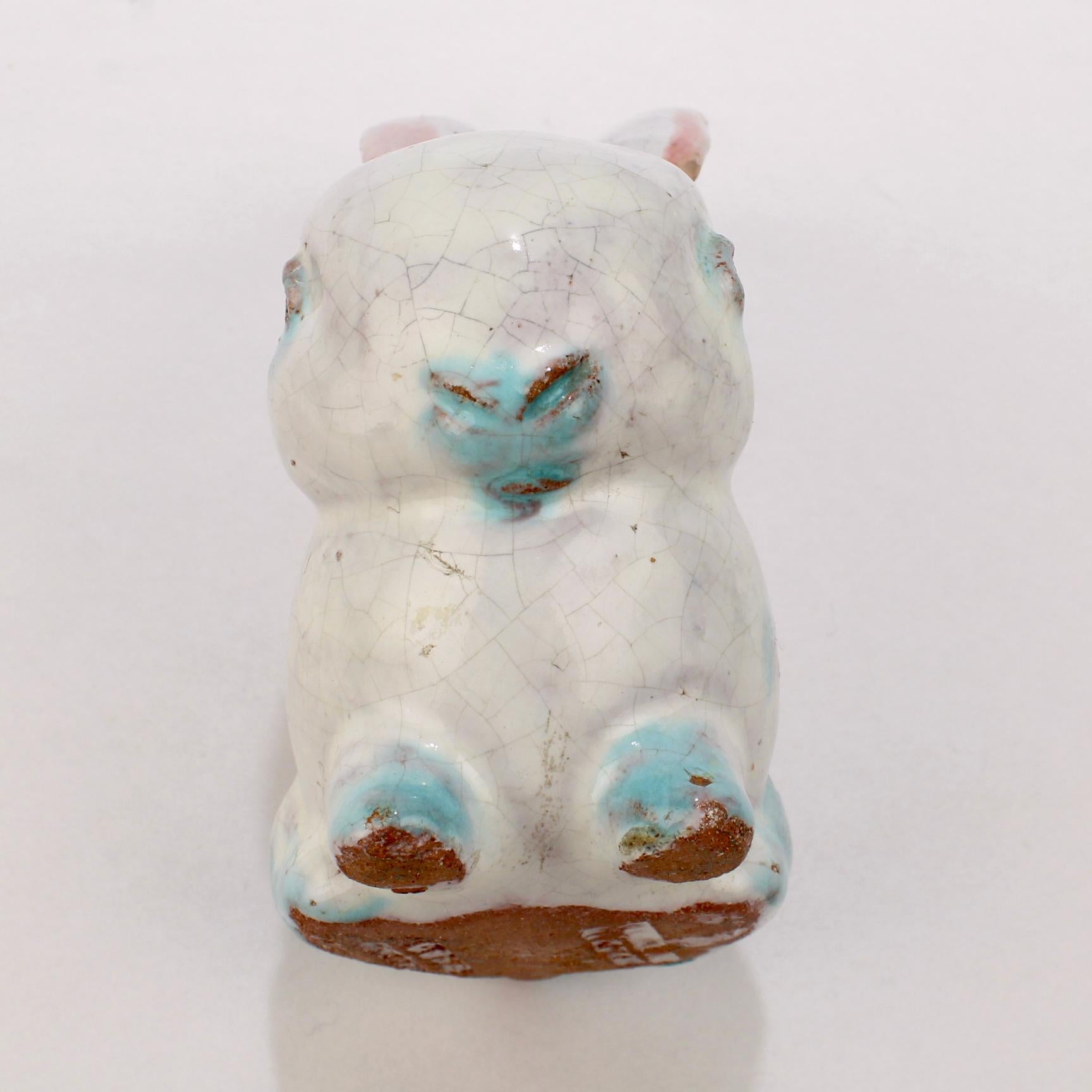 Antique Austrian Terracotta Pottery Rabbit Figurine by Walter Bosse for Kufstein 4
