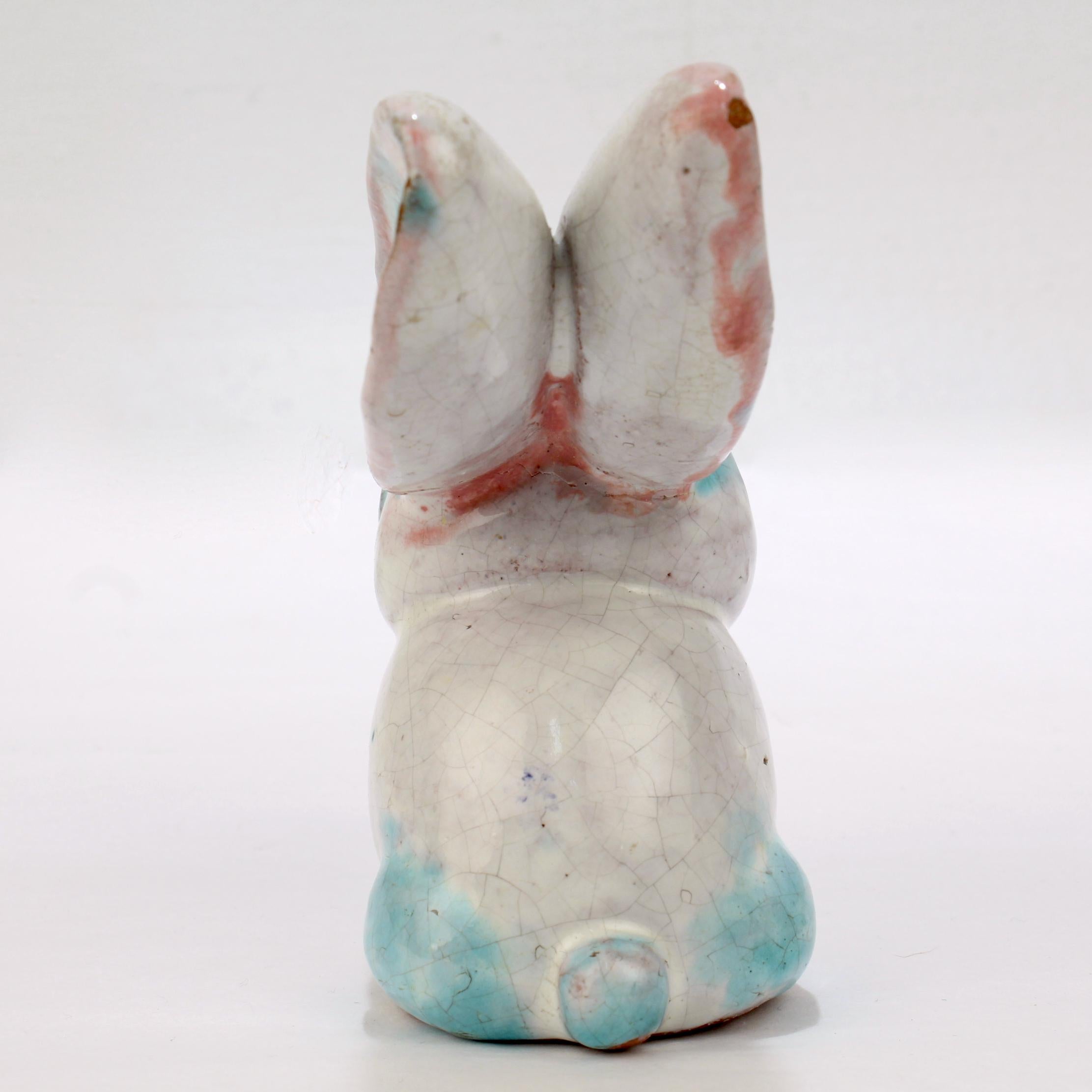 Antique Austrian Terracotta Pottery Rabbit Figurine by Walter Bosse for Kufstein 1