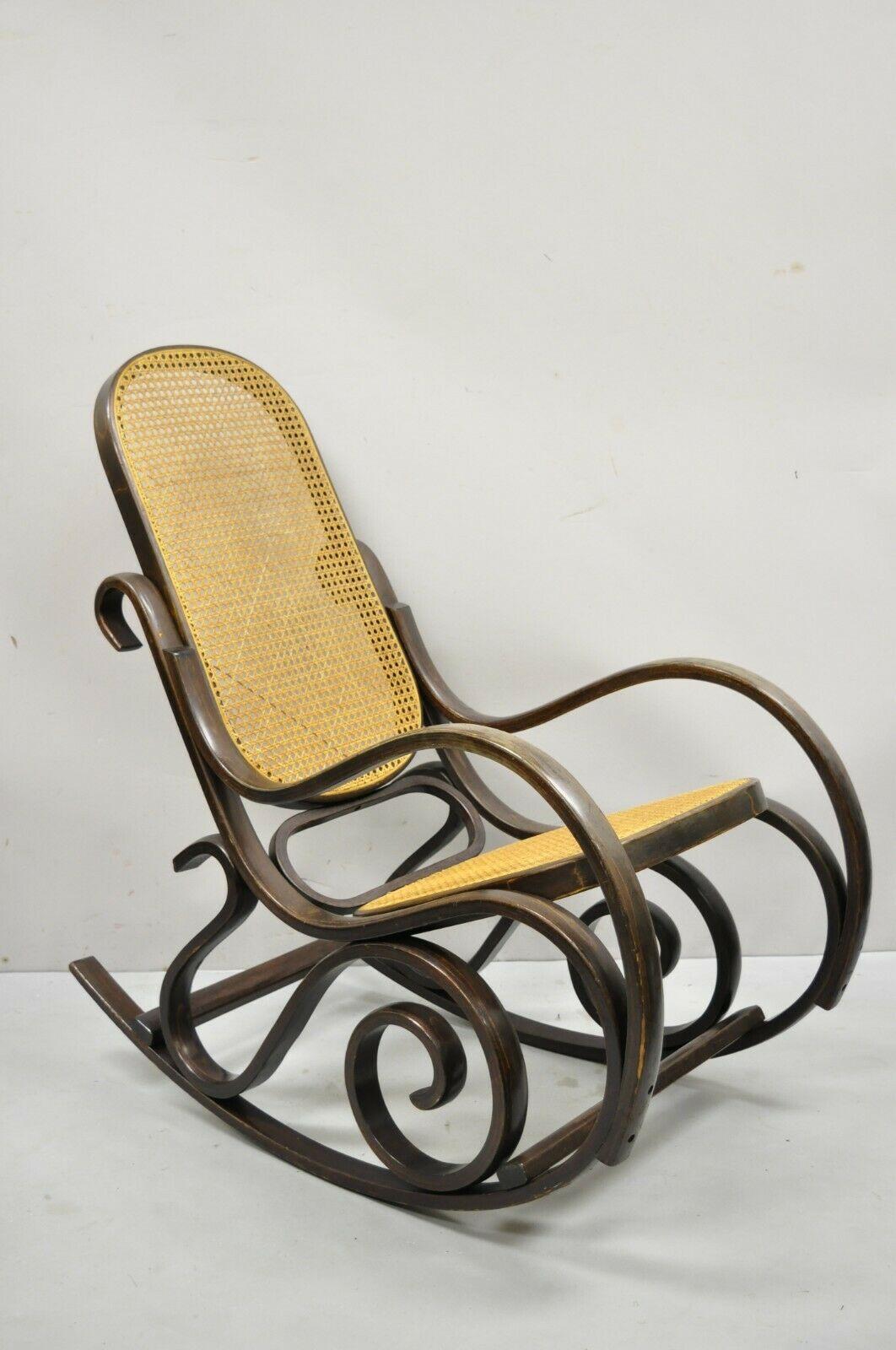 Antique Austrian Thonet Bentwood and Cane Rocker Rocking Chair 3
