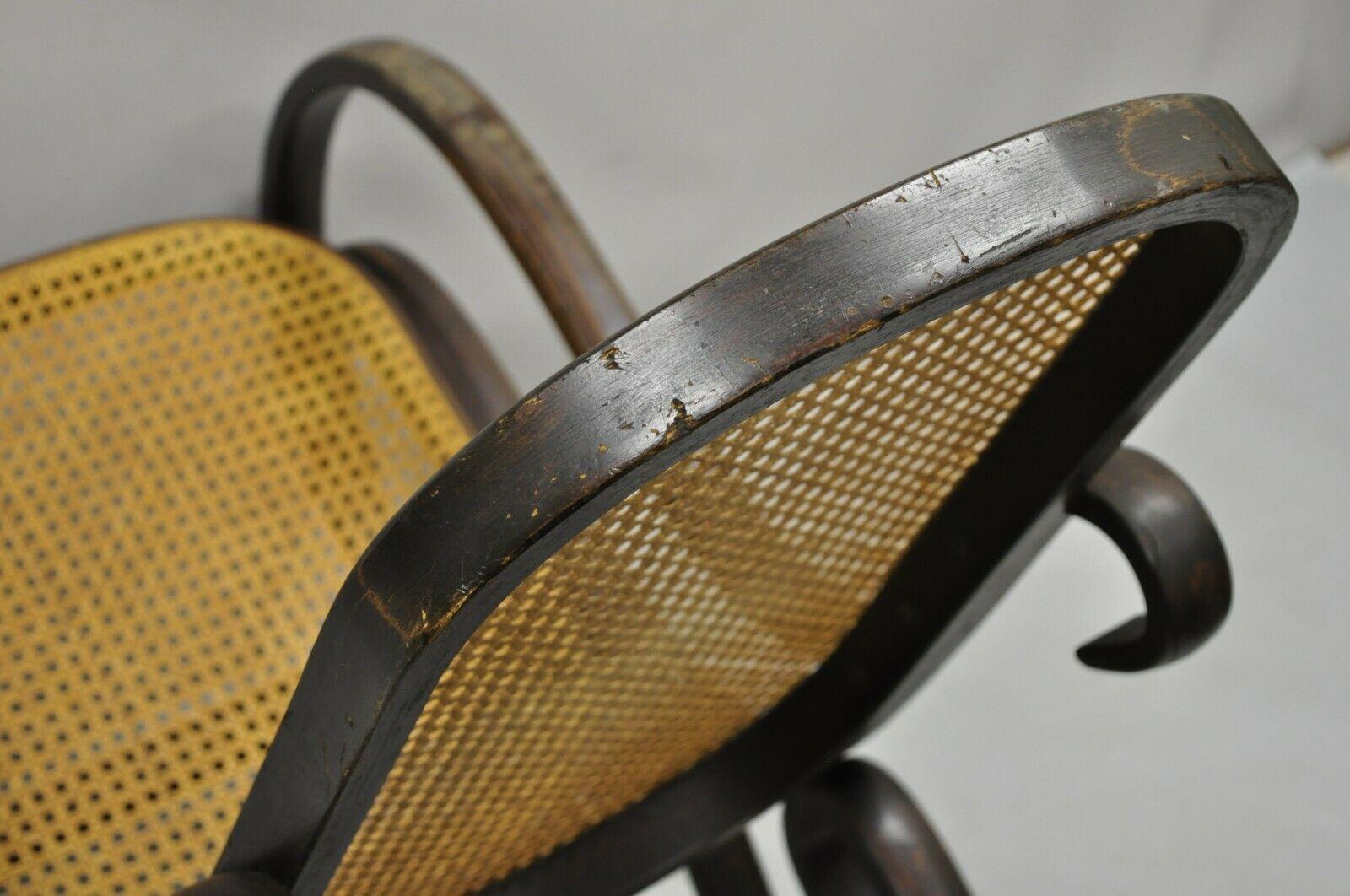 20th Century Antique Austrian Thonet Bentwood and Cane Rocker Rocking Chair