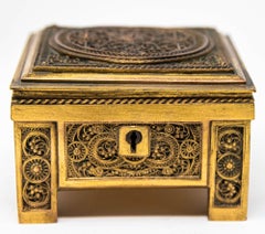 Antique Austrian Venetian Filigree Ormolu Gilt Bronze Jewelry Box Circa 1900