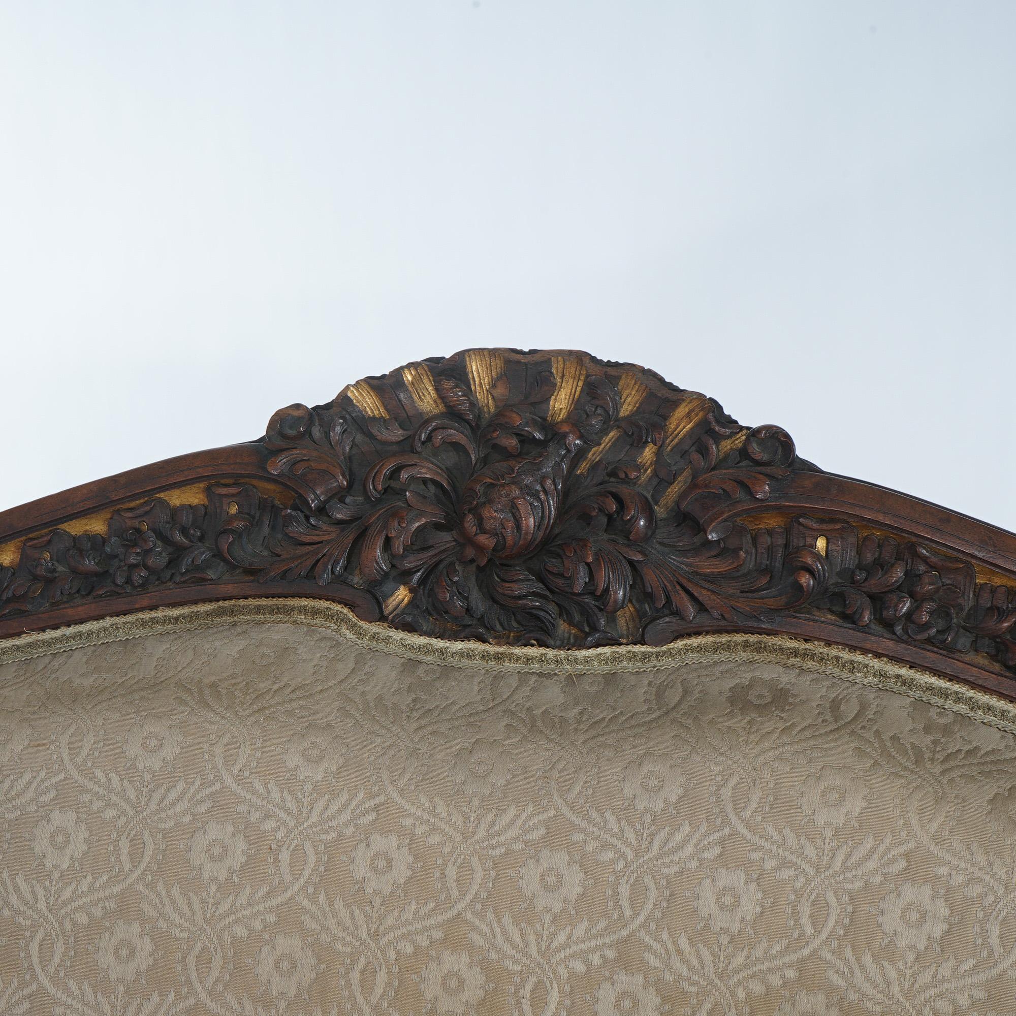 Antique Austrian Victorian Rococo Revival Heavily Carved Floral & Giltwood Sofa For Sale 5