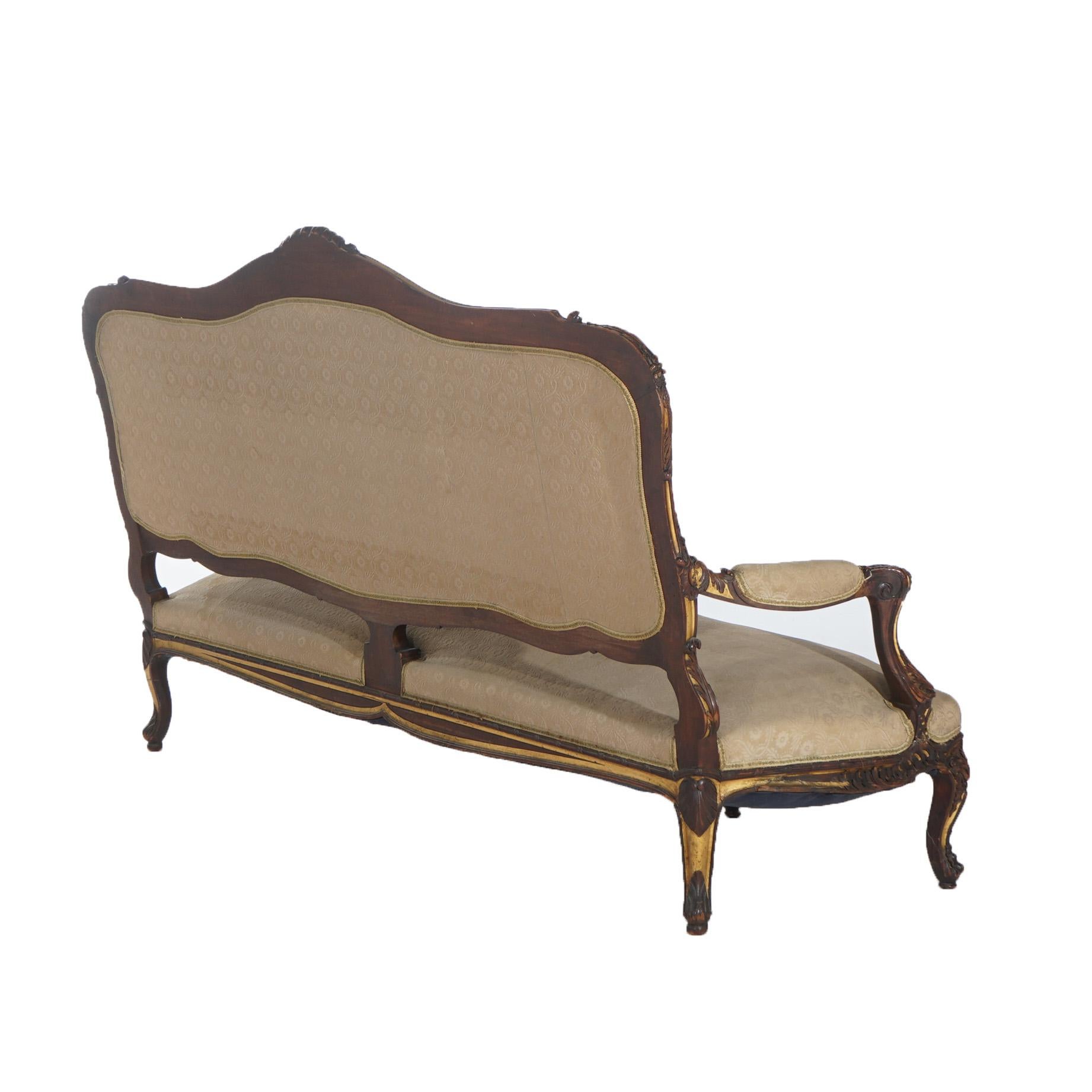 Antique Austrian Victorian Rococo Revival Heavily Carved Floral & Giltwood Sofa For Sale 8