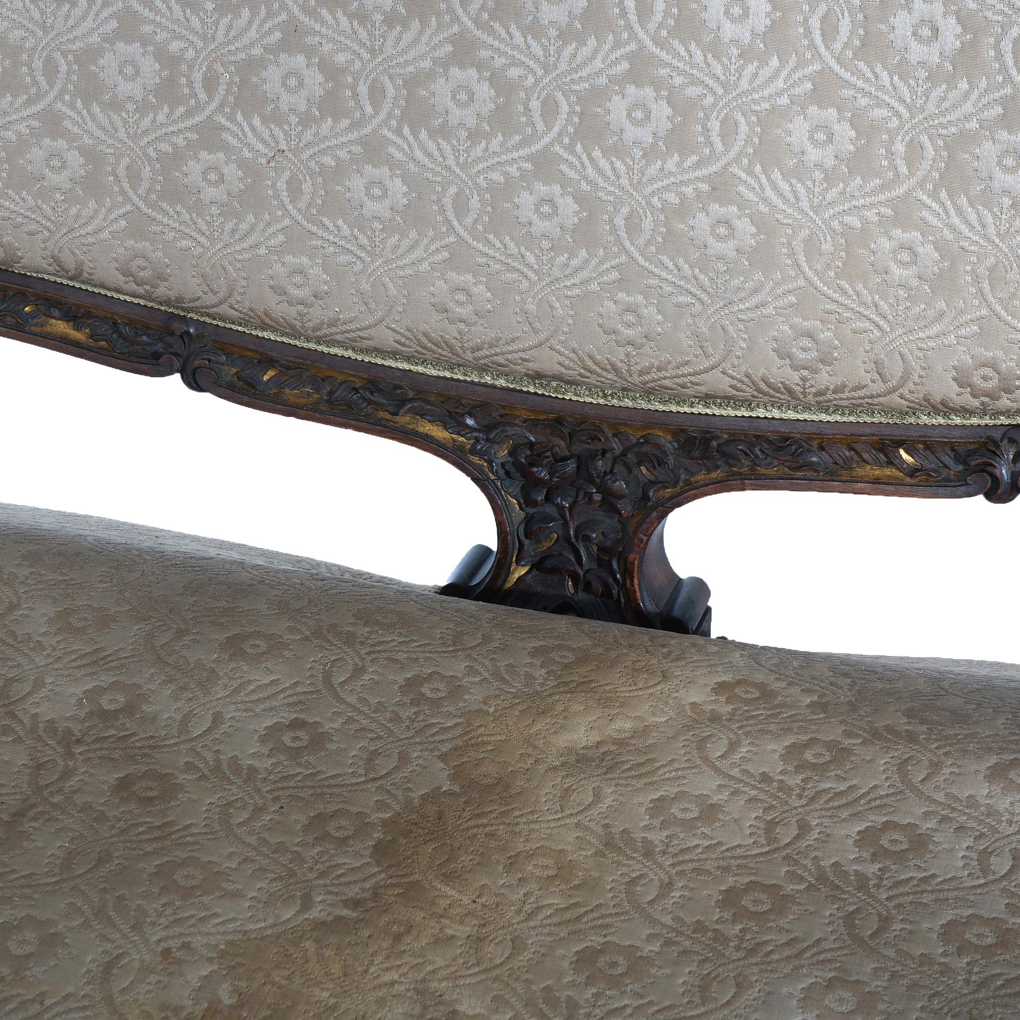 Antique Austrian Victorian Rococo Revival Heavily Carved Floral & Giltwood Sofa For Sale 4