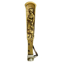 Antique Austrian Vienna Bronze Cigar Cutter with Woman , 1890s