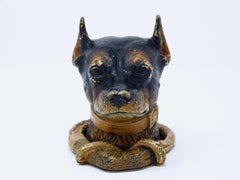 Antique Austrian Vienna Bronze Dog Inkwell, circa 1900