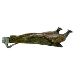 Cuillère à cigares autrichienne ancienne en bronze de Vienne représentant un faisan, années 1890