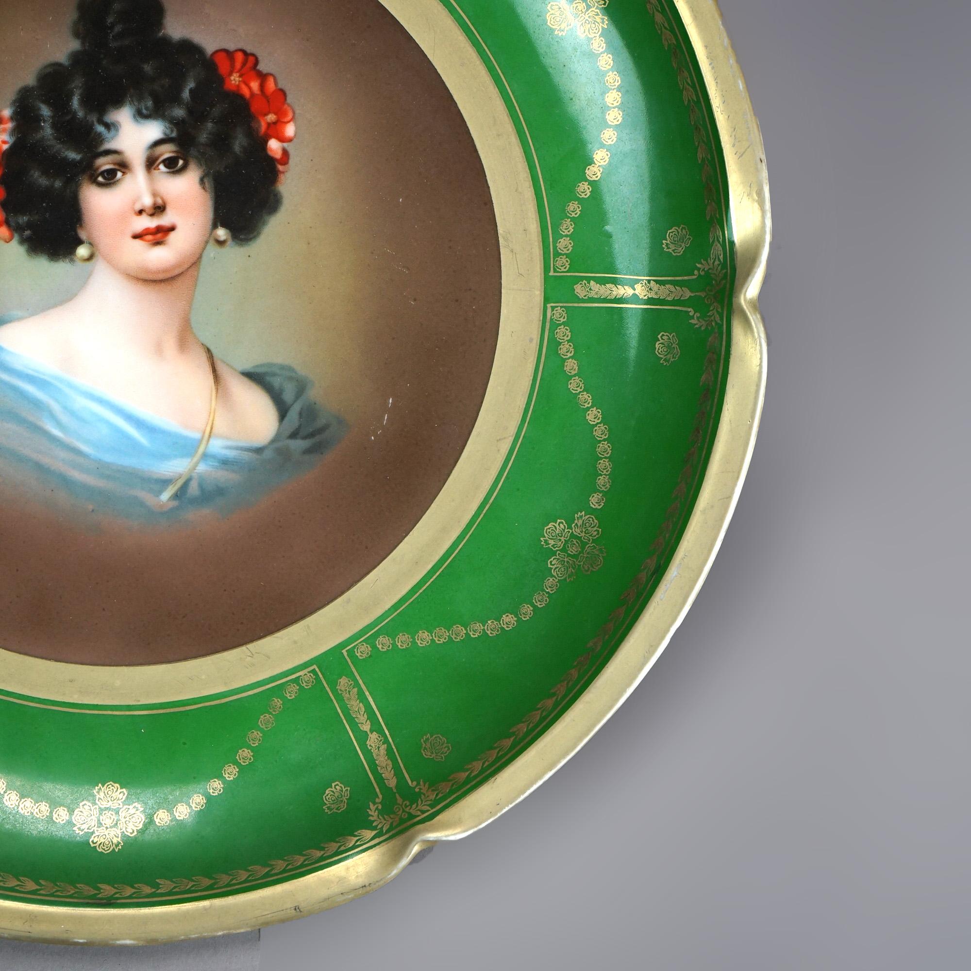 Gilt Antique Austrian Vienna Imperial PSL Porcelain Portrait Plate C1920