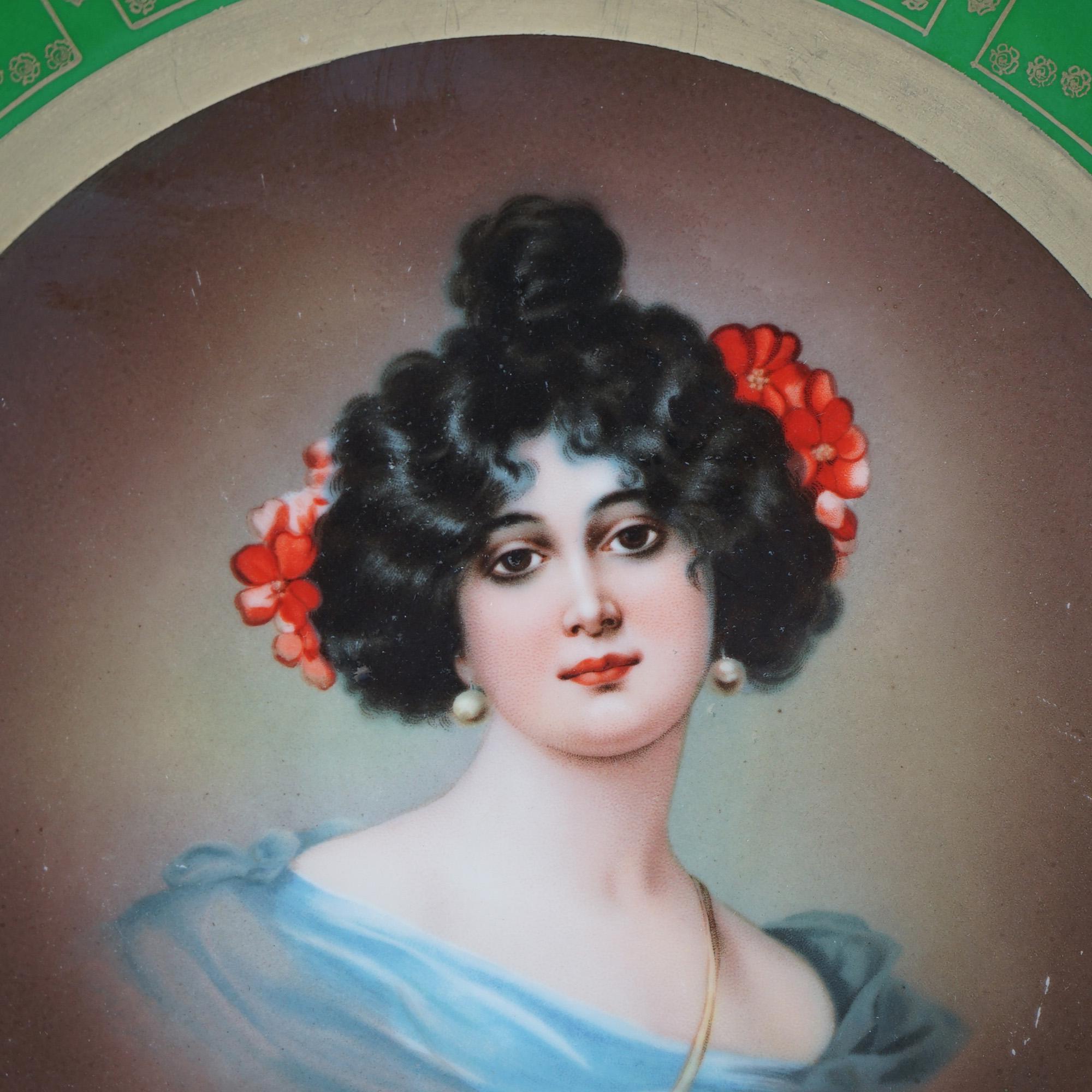Antique Austrian Vienna Imperial PSL Porcelain Portrait Plate C1920 In Good Condition In Big Flats, NY