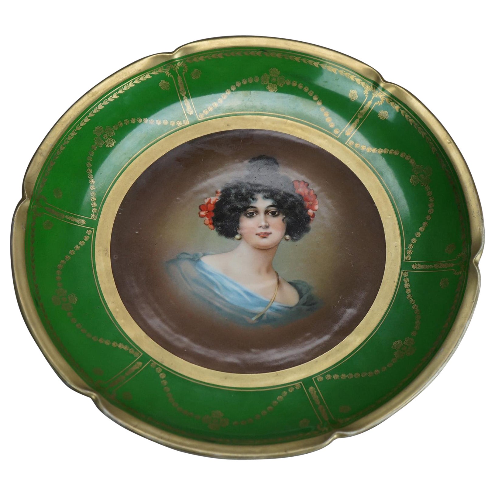 Antique Austrian Vienna Imperial PSL Porcelain Portrait Plate C1920