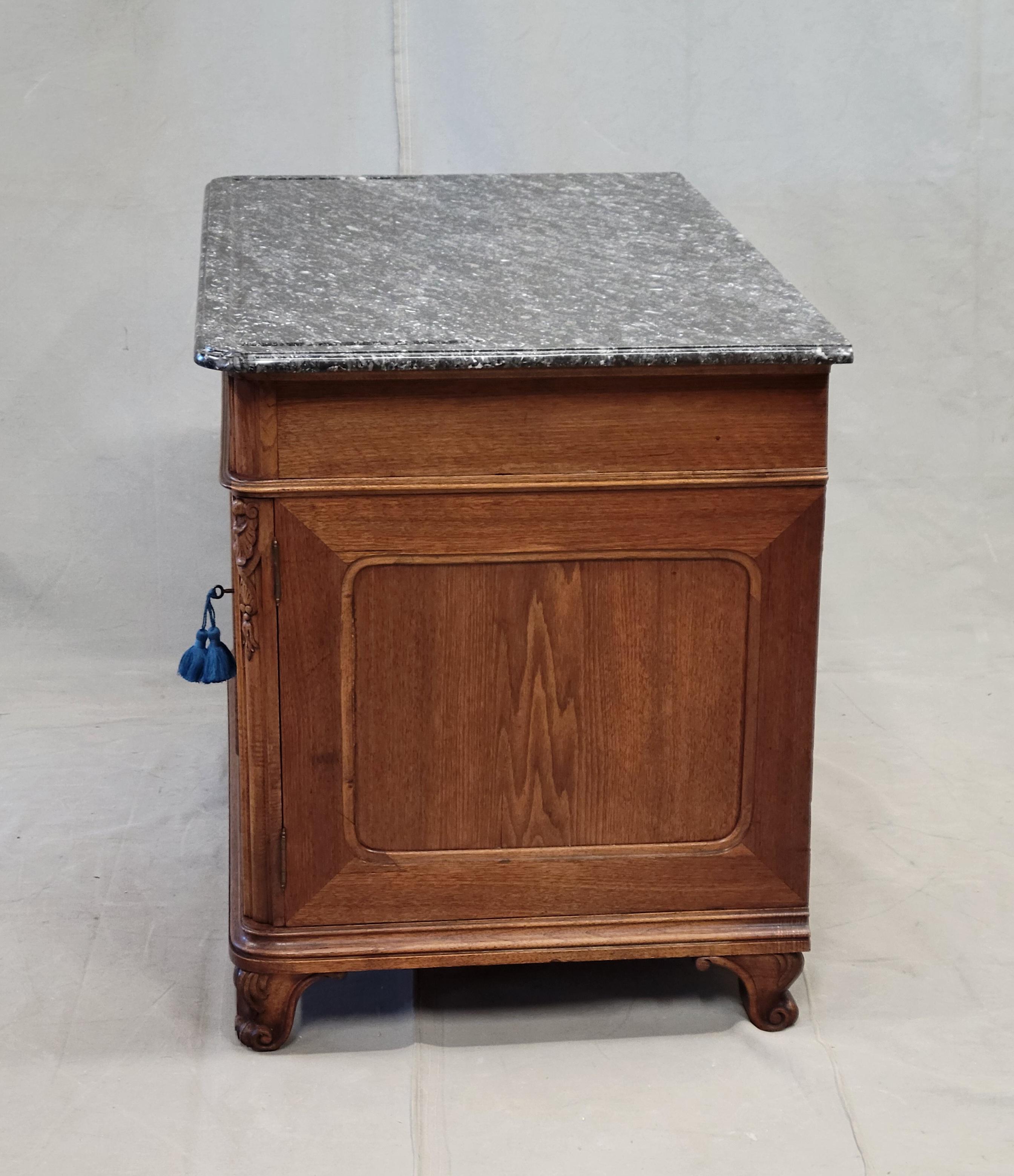Antique Austrian Walnut Marble Top Sideboard Buffet For Sale 6