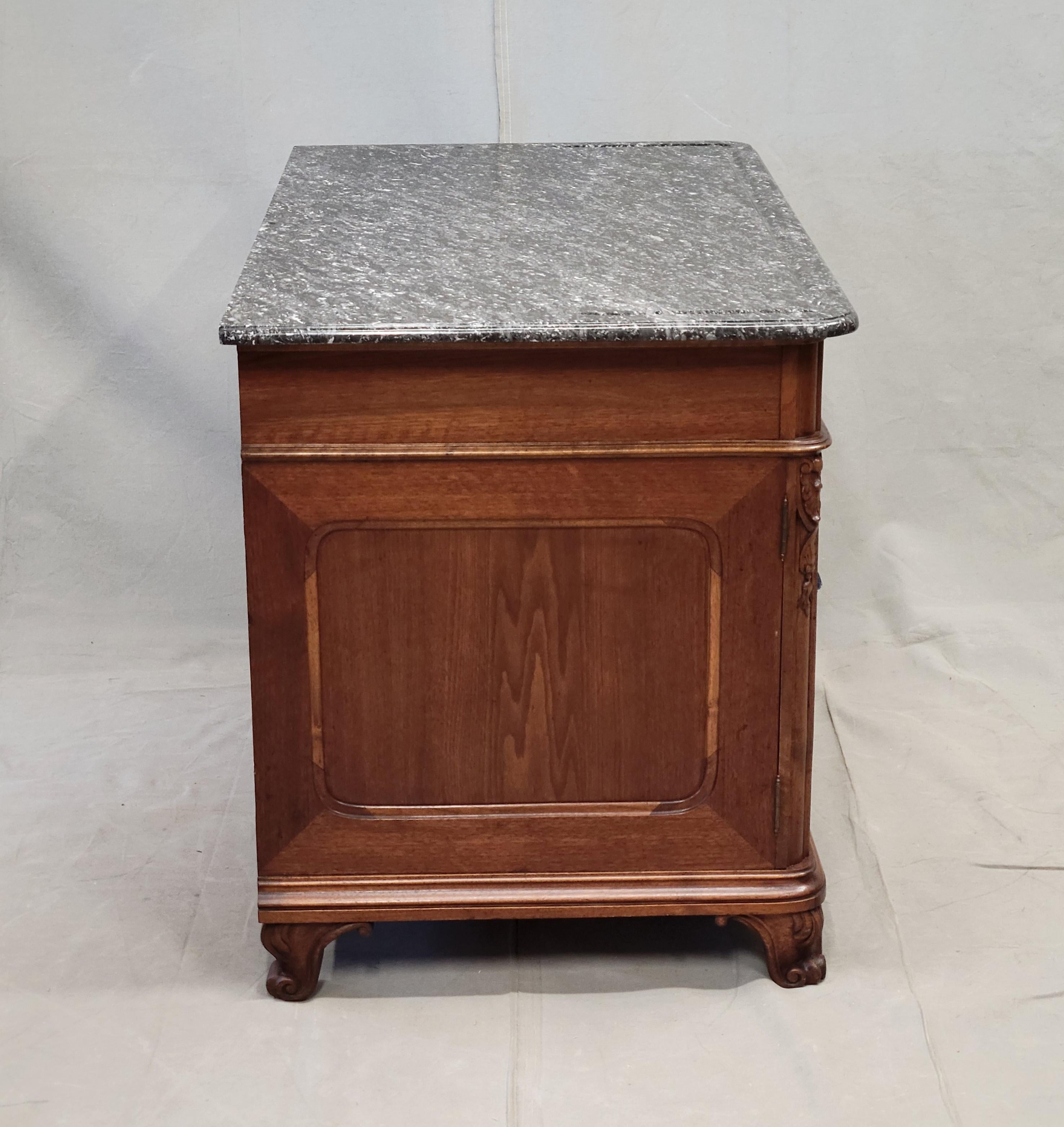 Antique Austrian Walnut Marble Top Sideboard Buffet For Sale 7