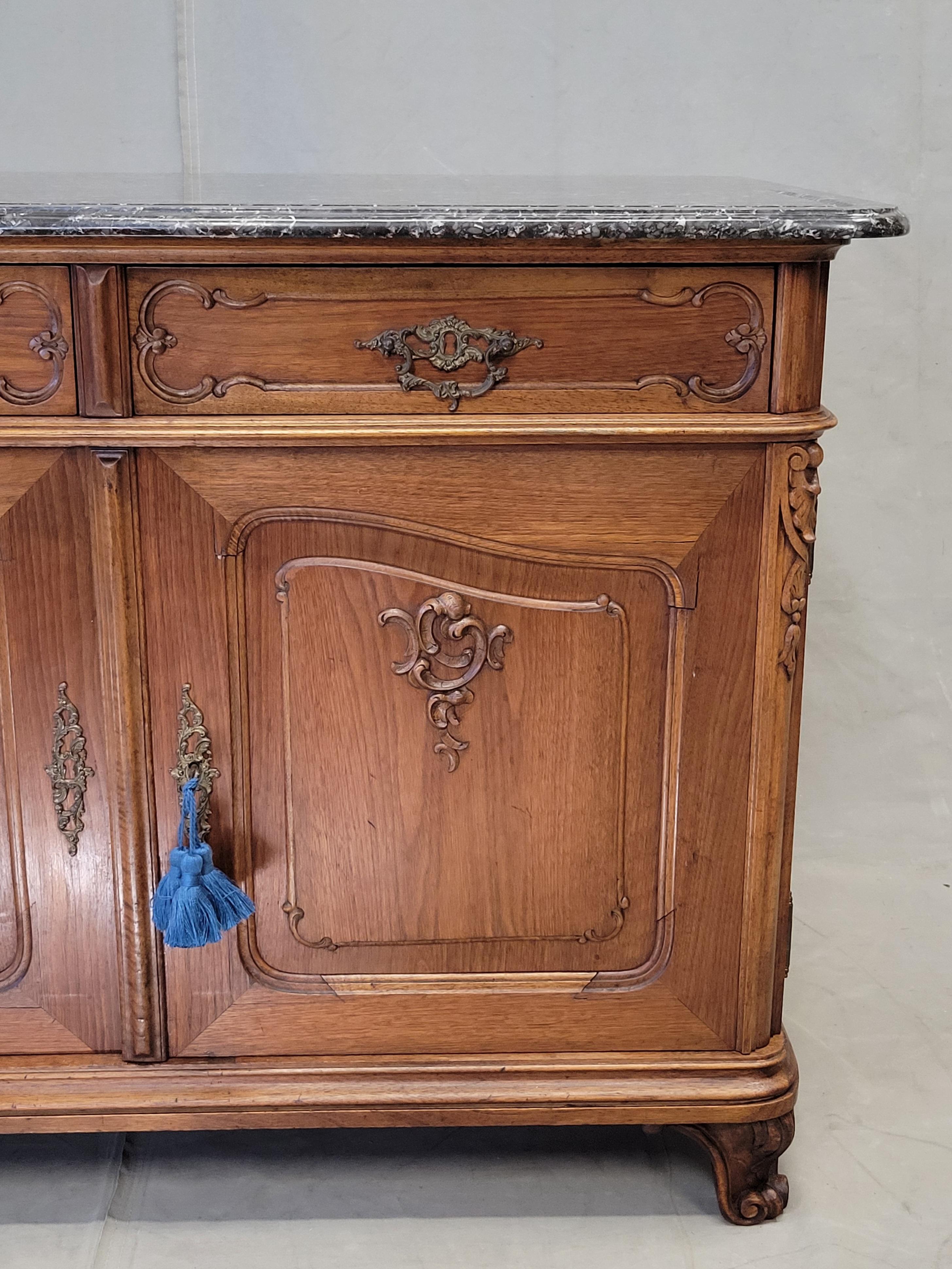 Vienna Secession Antique Austrian Walnut Marble Top Sideboard Buffet For Sale