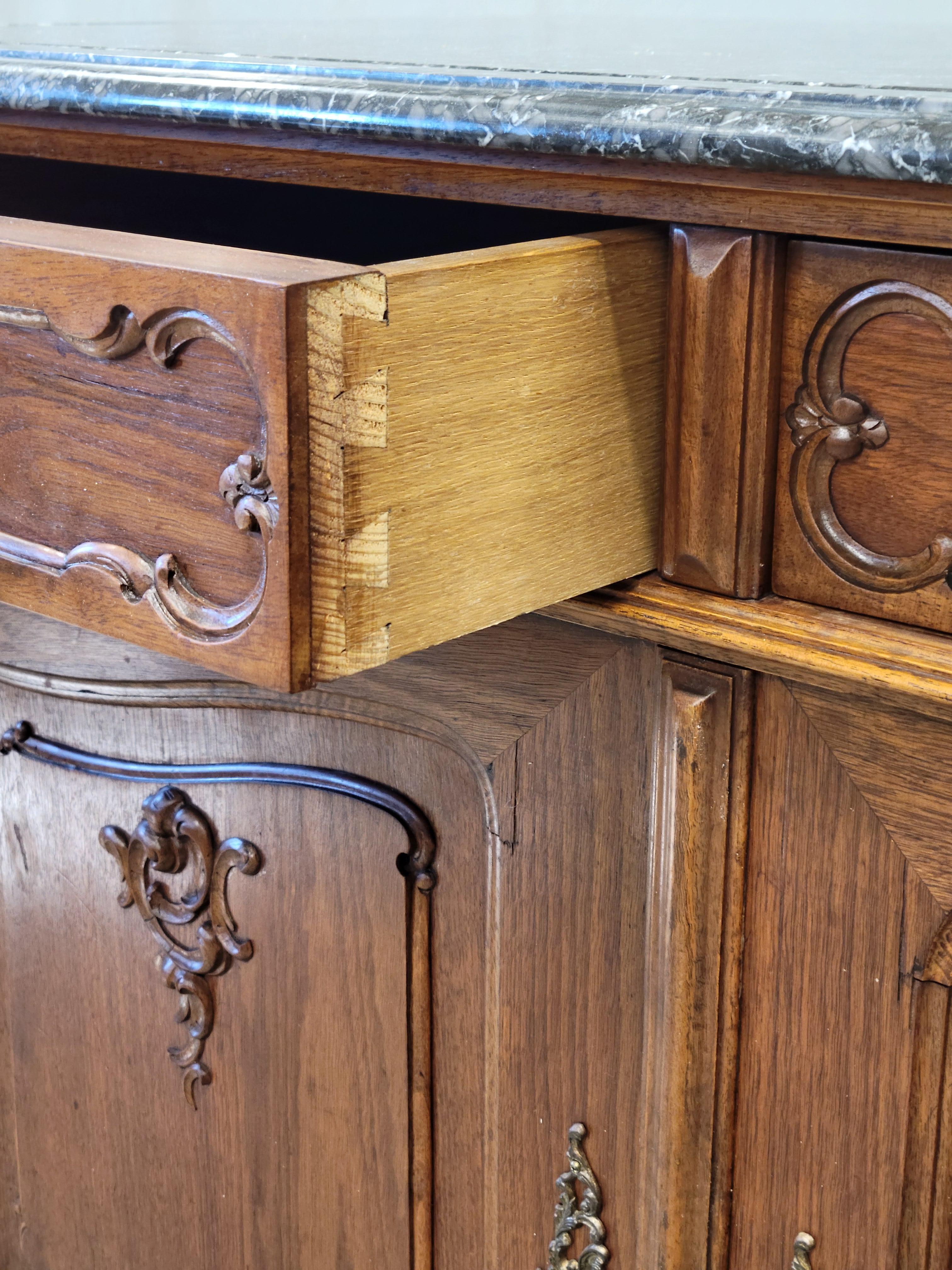 20th Century Antique Austrian Walnut Marble Top Sideboard Buffet For Sale